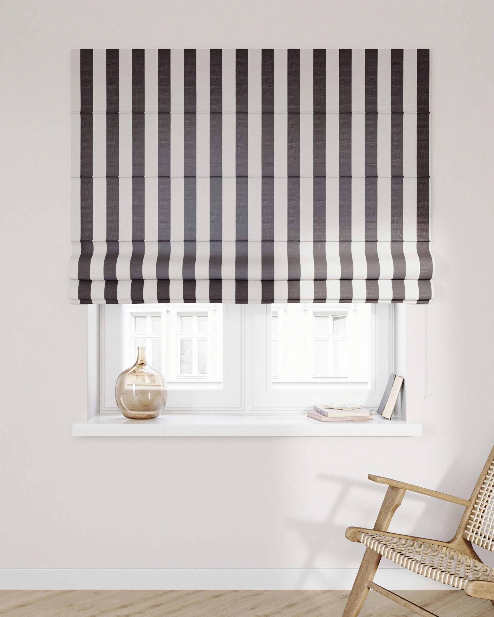 Vouwgordijn Capri kleur product zwart stof met patroon (hover)