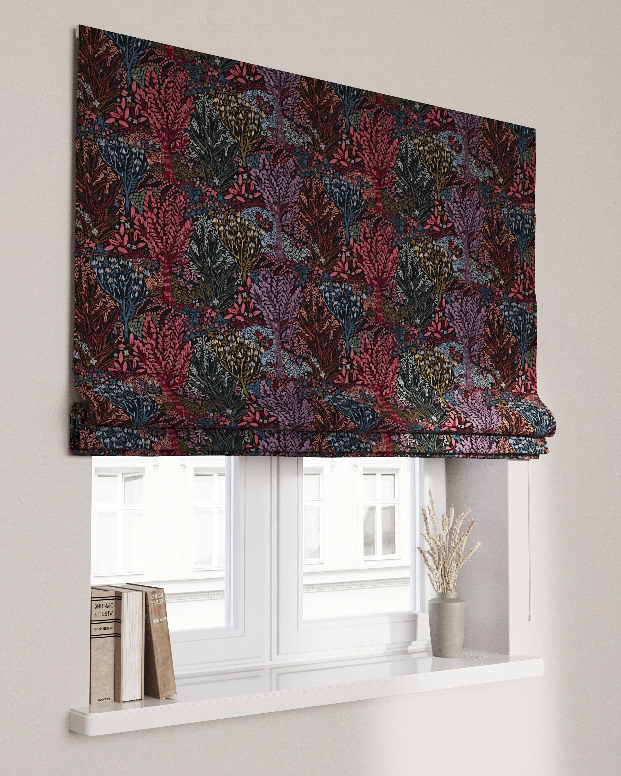 Vouwgordijn Capri kleur product meerkleurig stof met structuur, met patroon