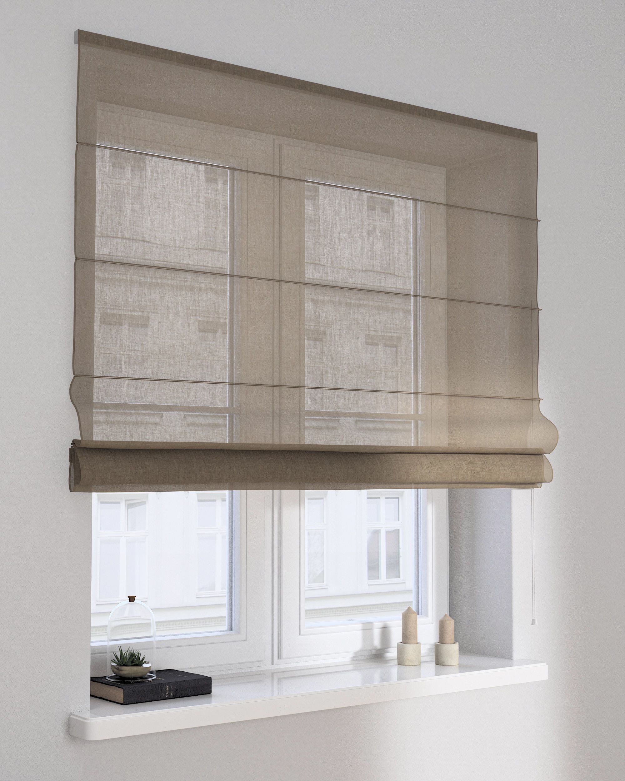 Vouwgordijn Capri kleur product beige stof met structuur (hover)