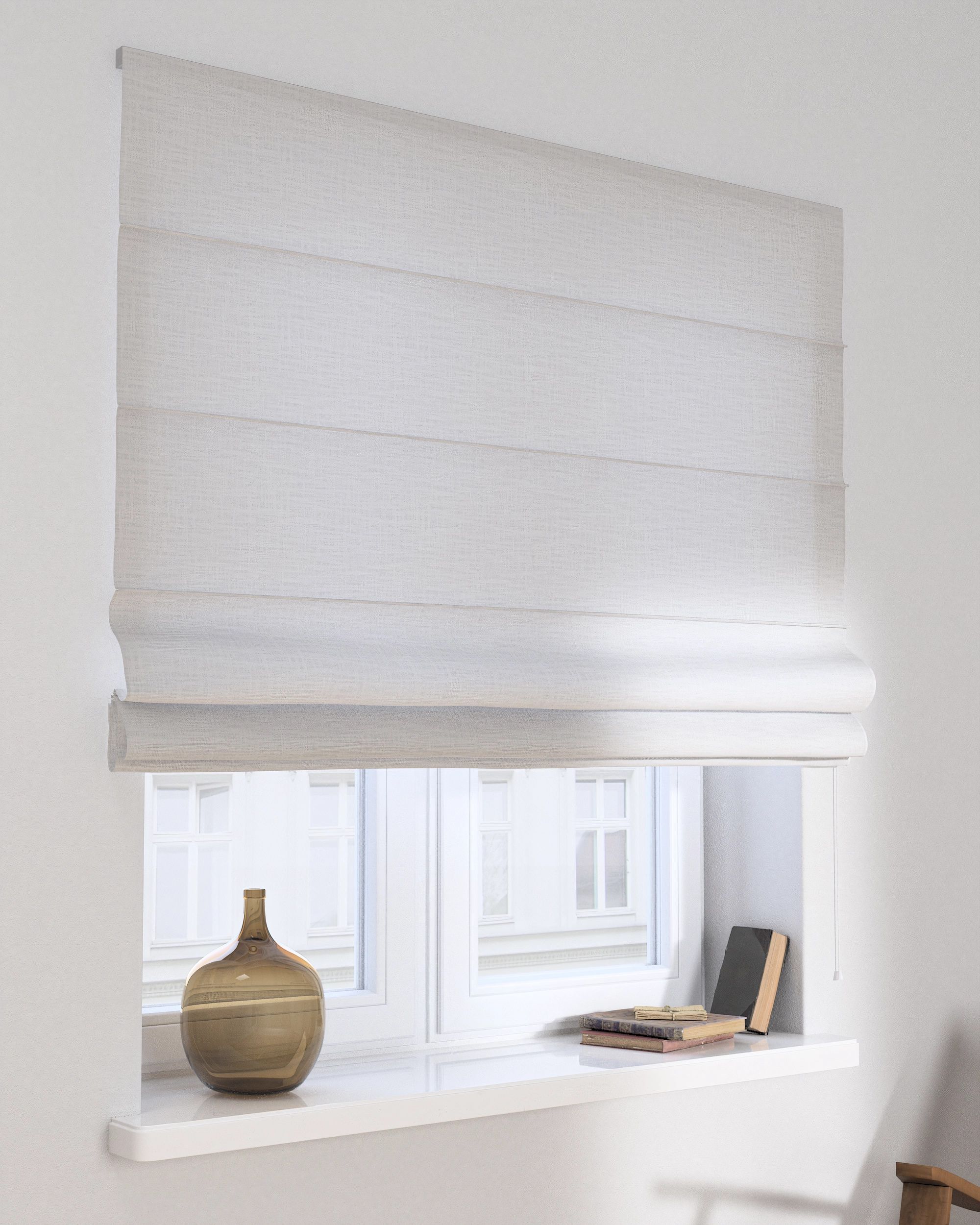 Vouwgordijn Capri kleur product wit stof met structuur