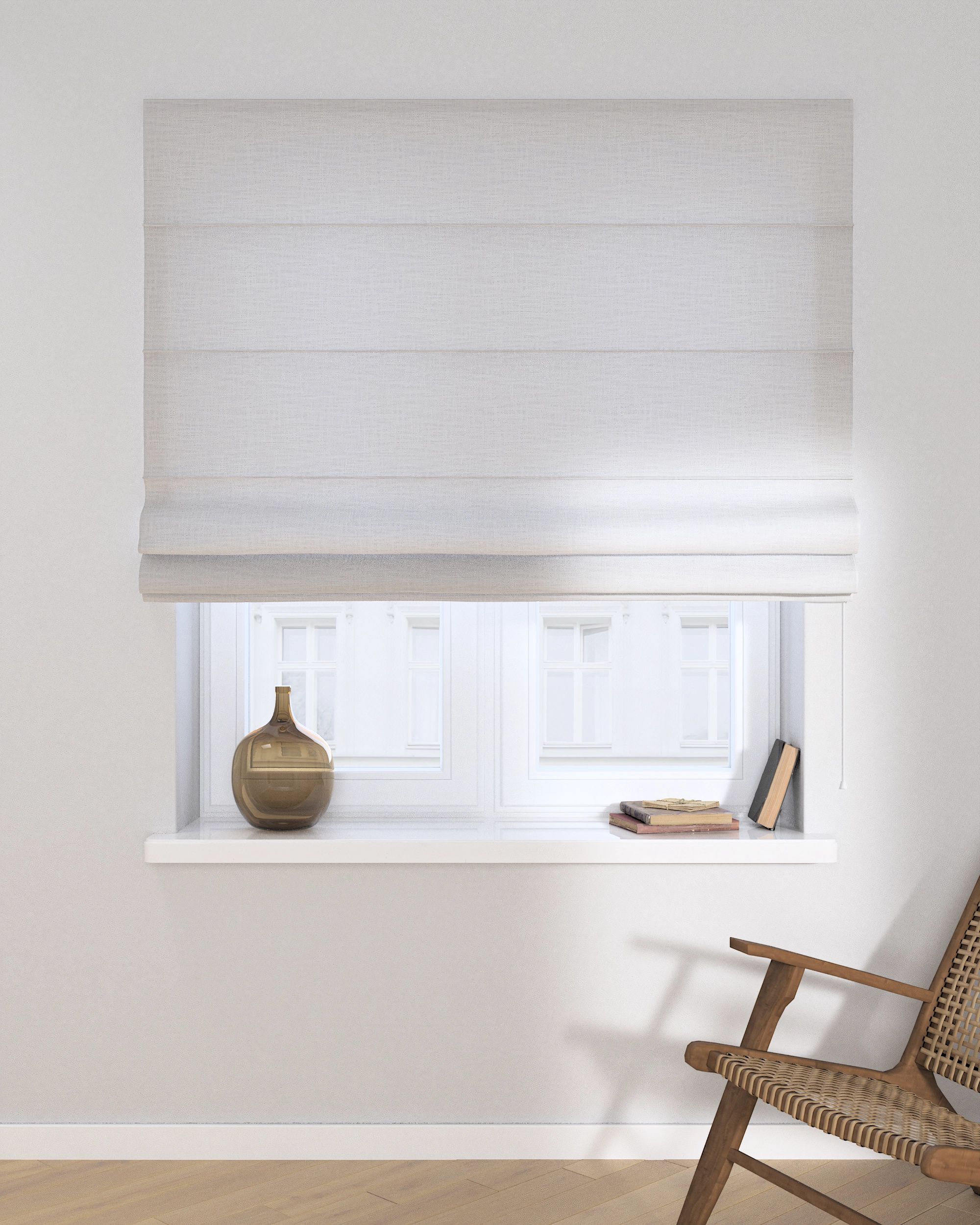 Vouwgordijn Capri kleur product wit stof met structuur (hover)