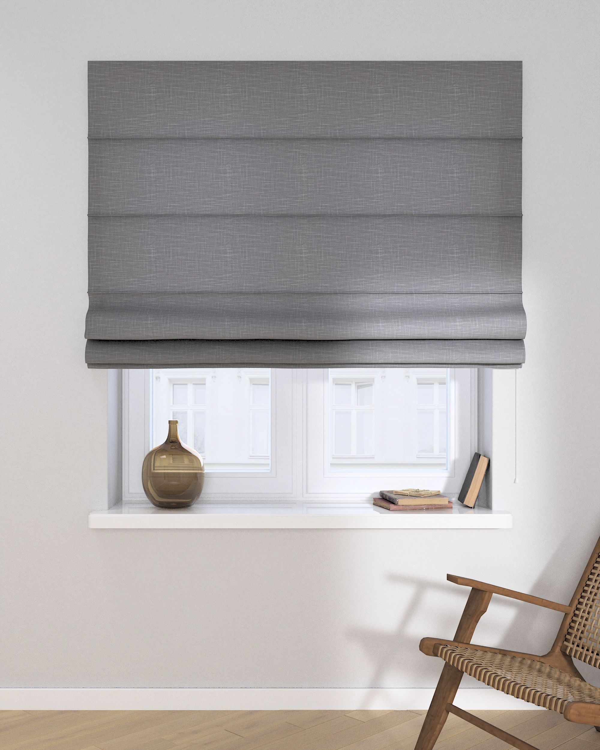 Vouwgordijn Capri kleur product grijs stof met structuur (hover)