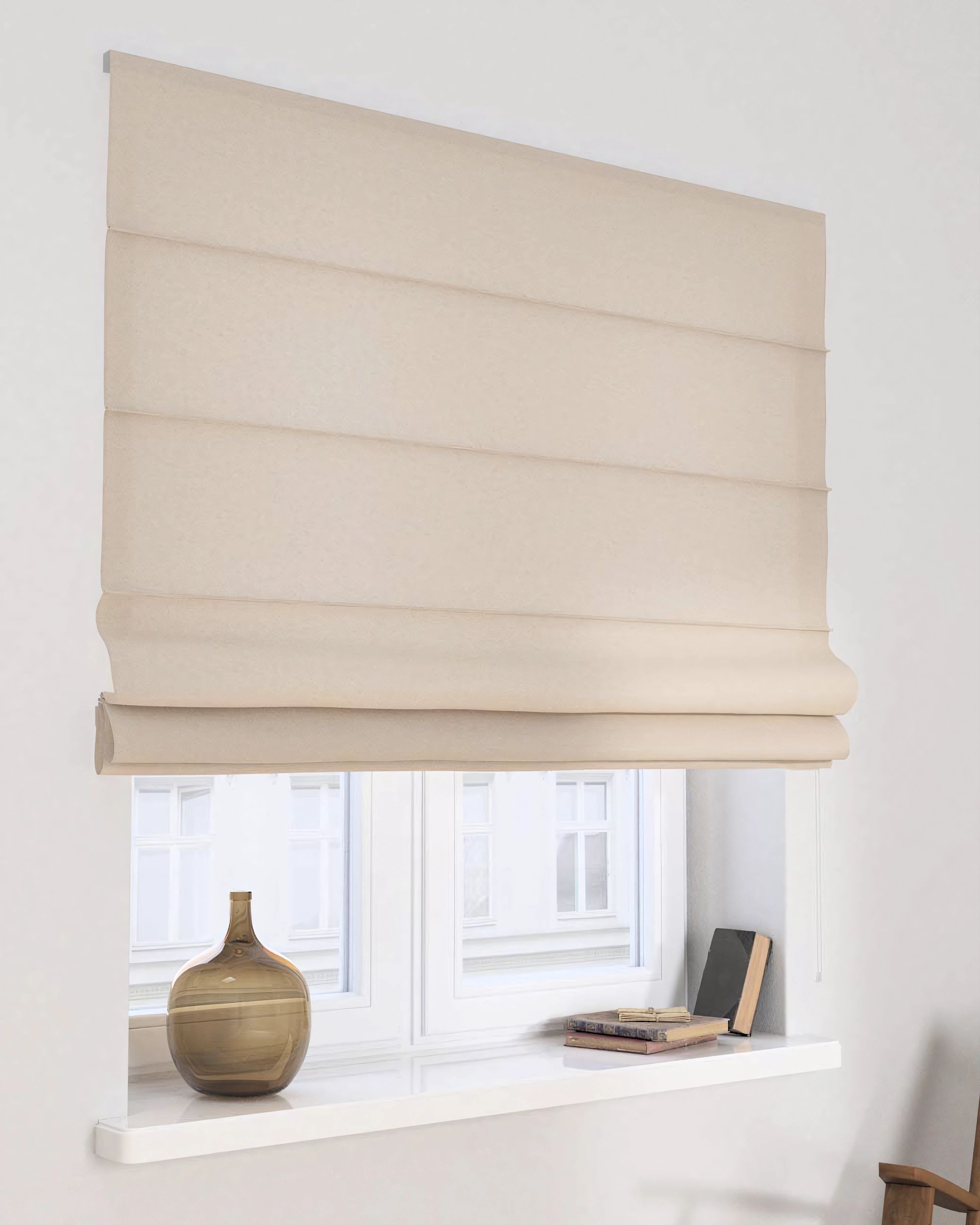 Vouwgordijn Capri kleur product beige stof met structuur