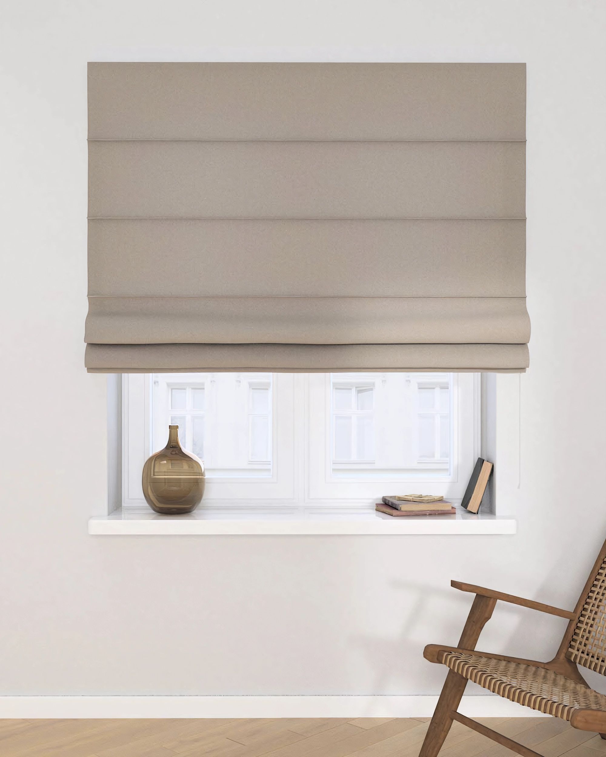 Vouwgordijn Capri kleur product beige stof met structuur (hover)