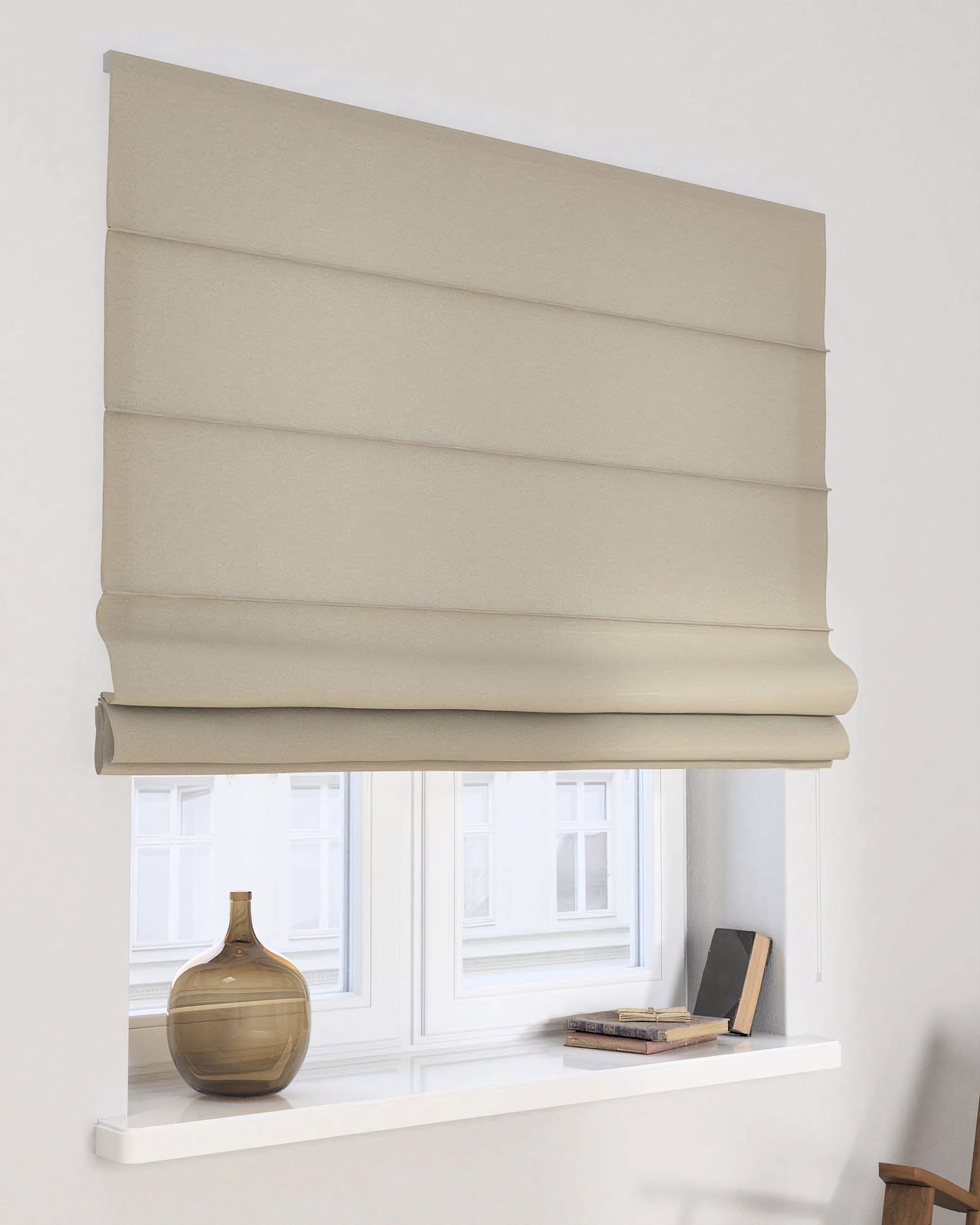 Vouwgordijn Capri kleur product beige stof met structuur