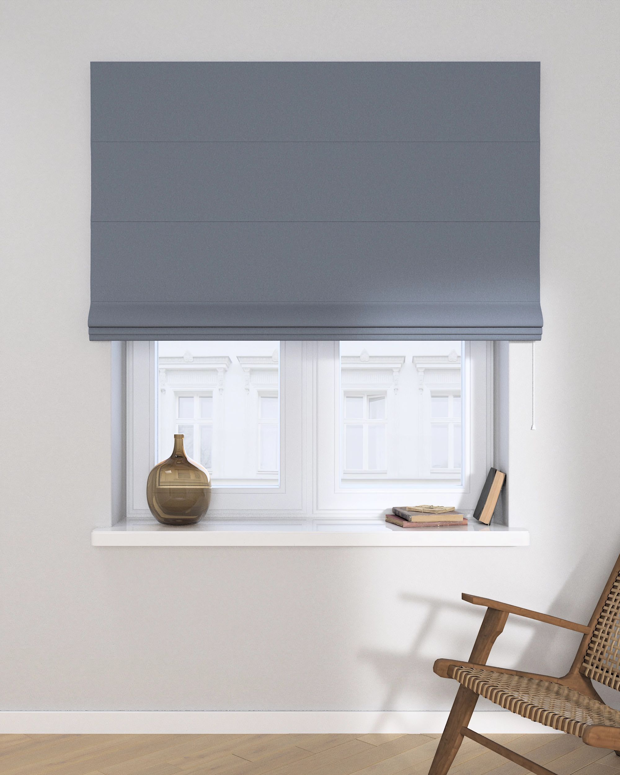 Vouwgordijn Capri kleur product donkerblauw stof verduisterend (hover)