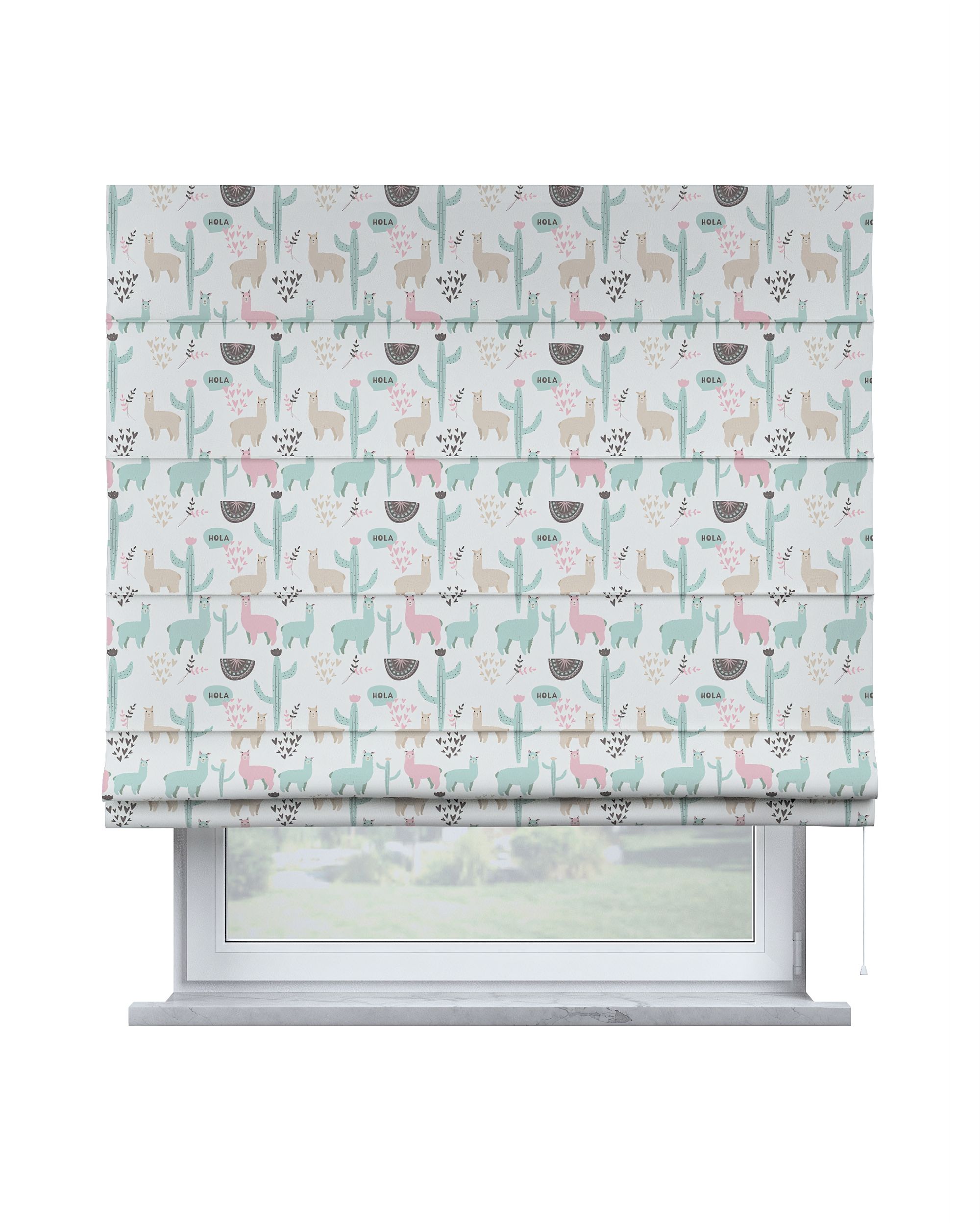 Vouwgordijn Capri kleur product groen stof met patroon