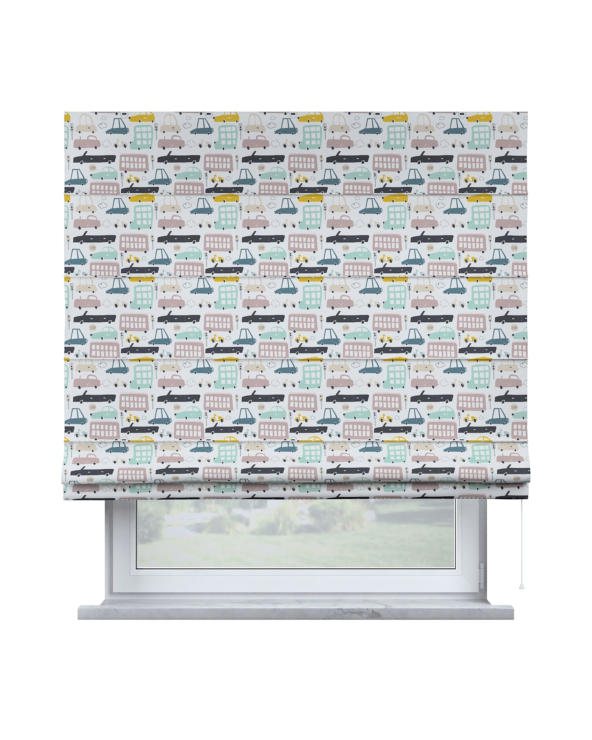 Vouwgordijn Capri kleur product beige stof met patroon