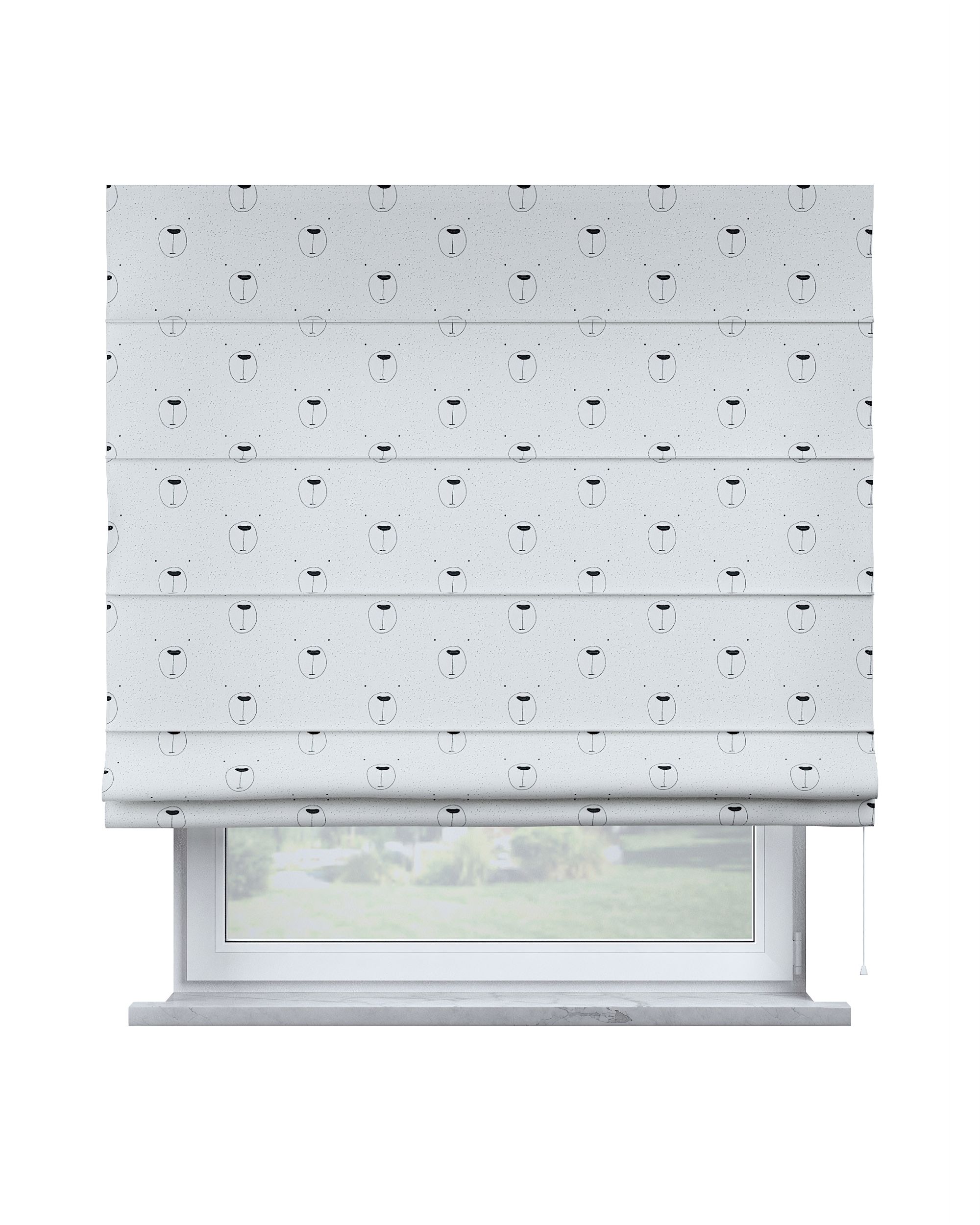 Vouwgordijn Capri kleur product wit stof met patroon