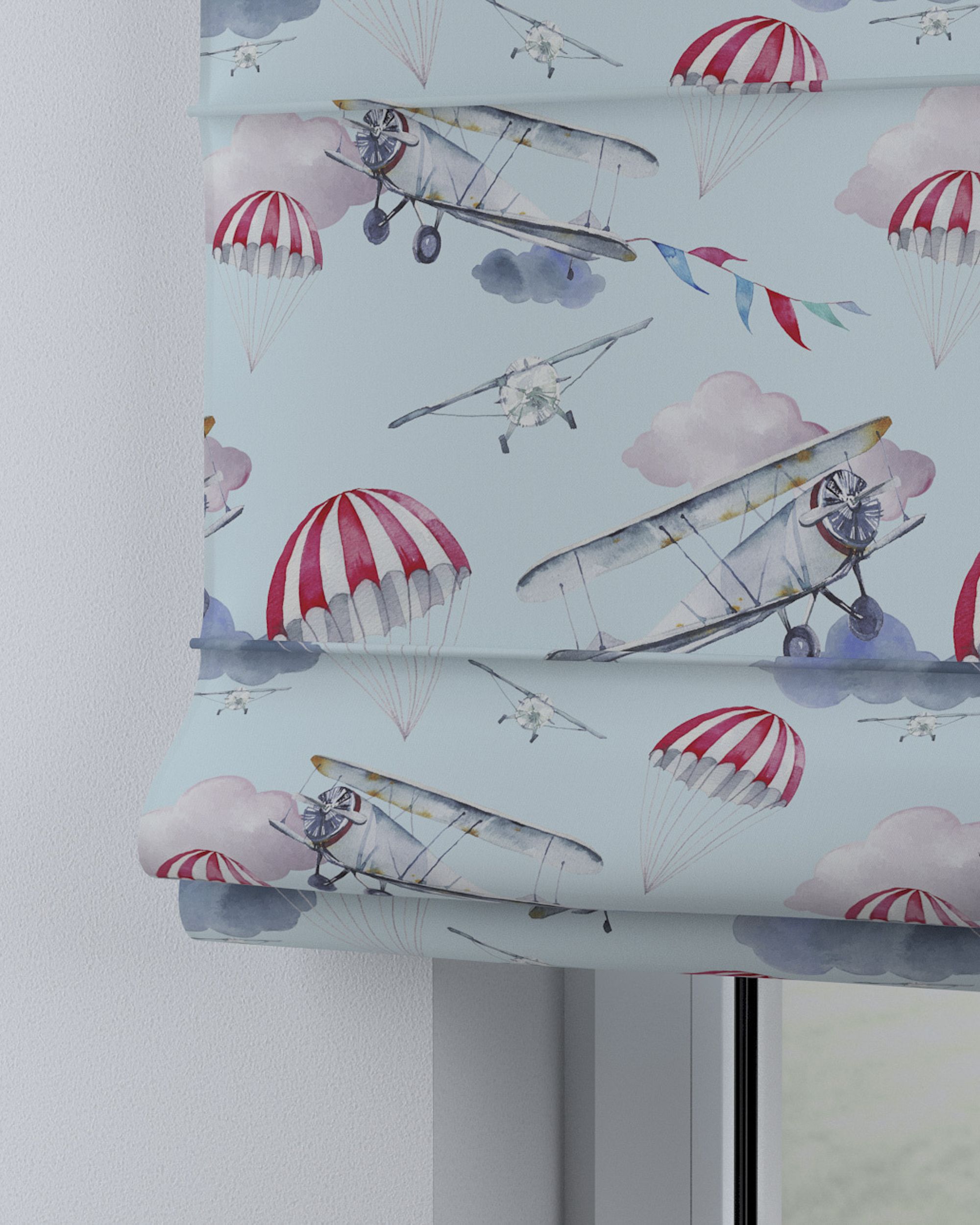 Vouwgordijn Capri kleur product blauw stof met patroon (hover)