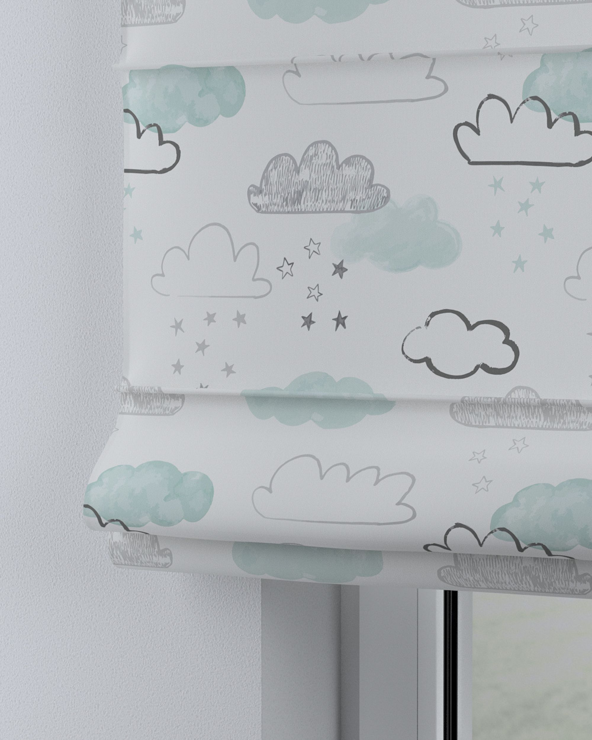 Vouwgordijn Capri kleur product wit stof met patroon (hover)