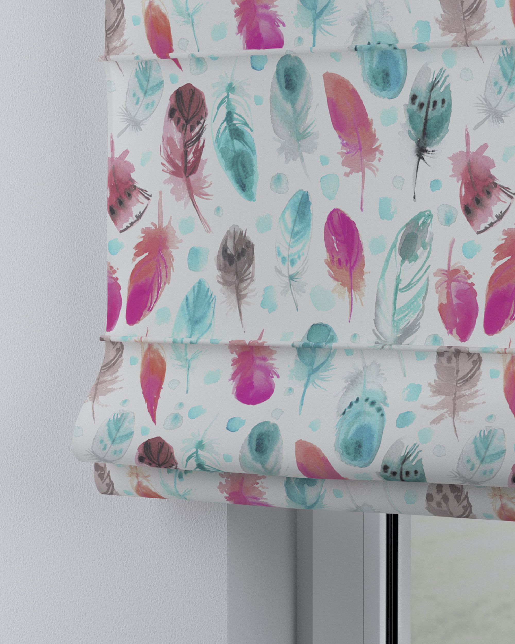 Vouwgordijn Capri kleur product blauw stof met patroon (hover)
