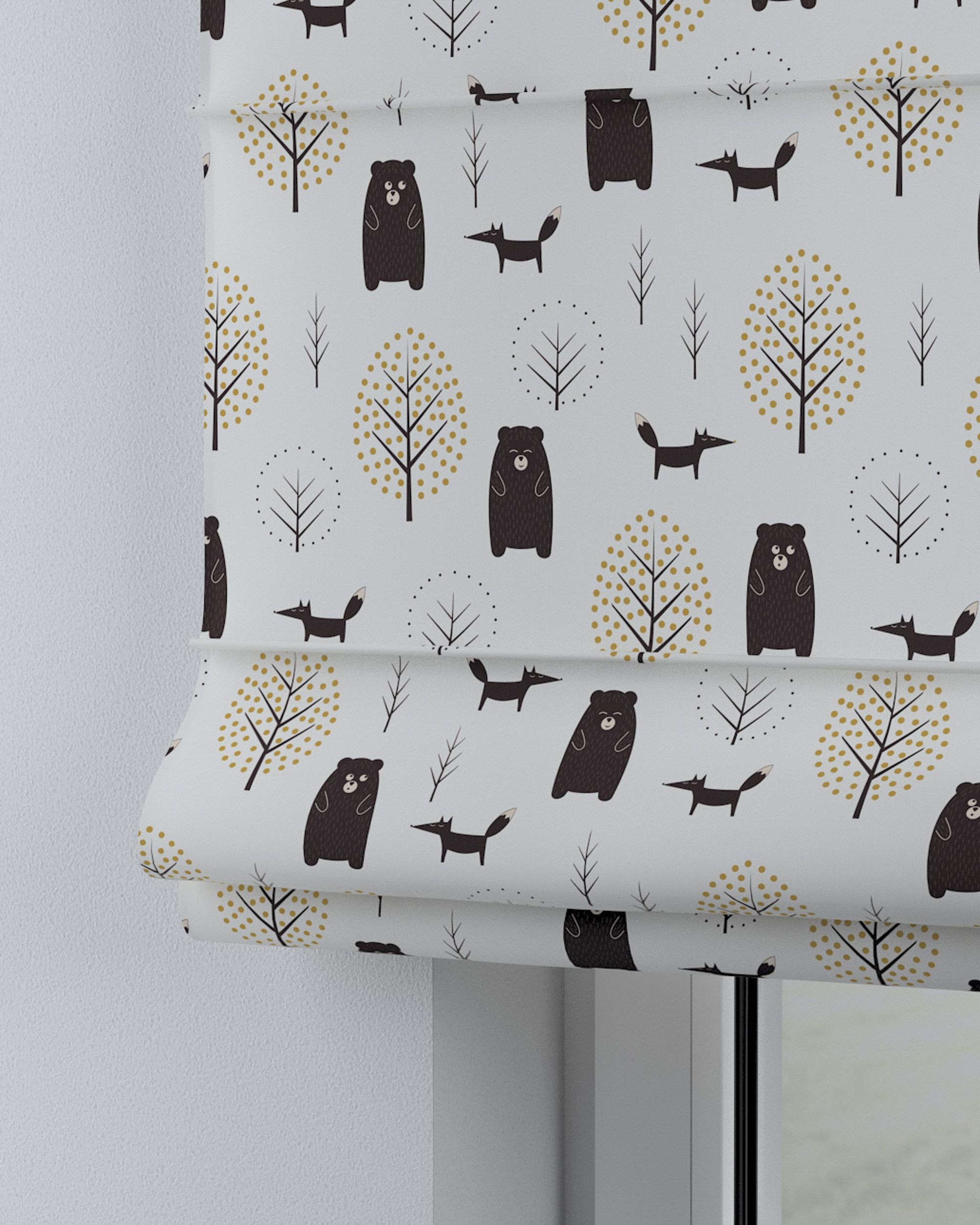 Vouwgordijn Capri kleur product bruin stof met patroon (hover)