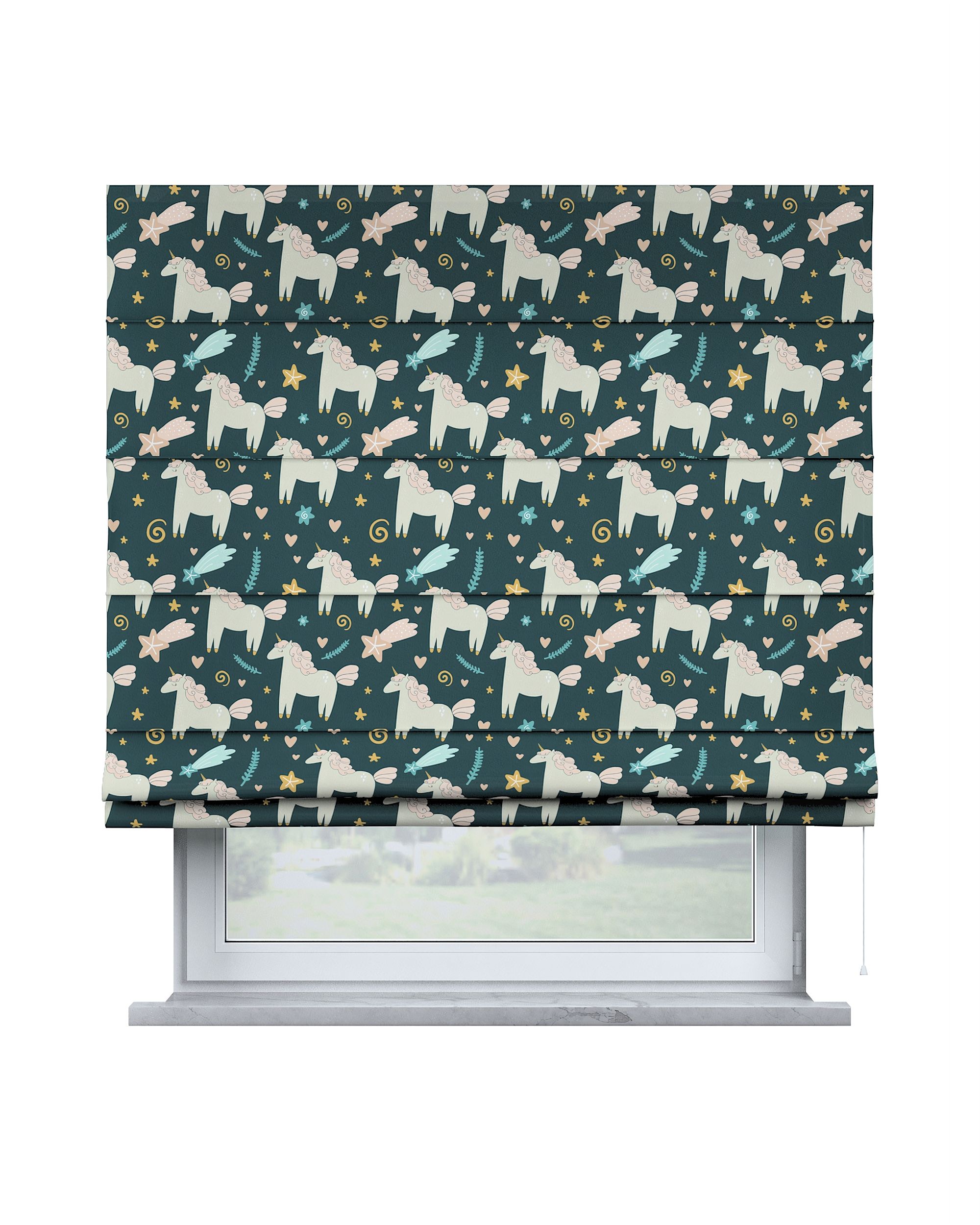 Vouwgordijn Capri kleur product bruin stof met patroon