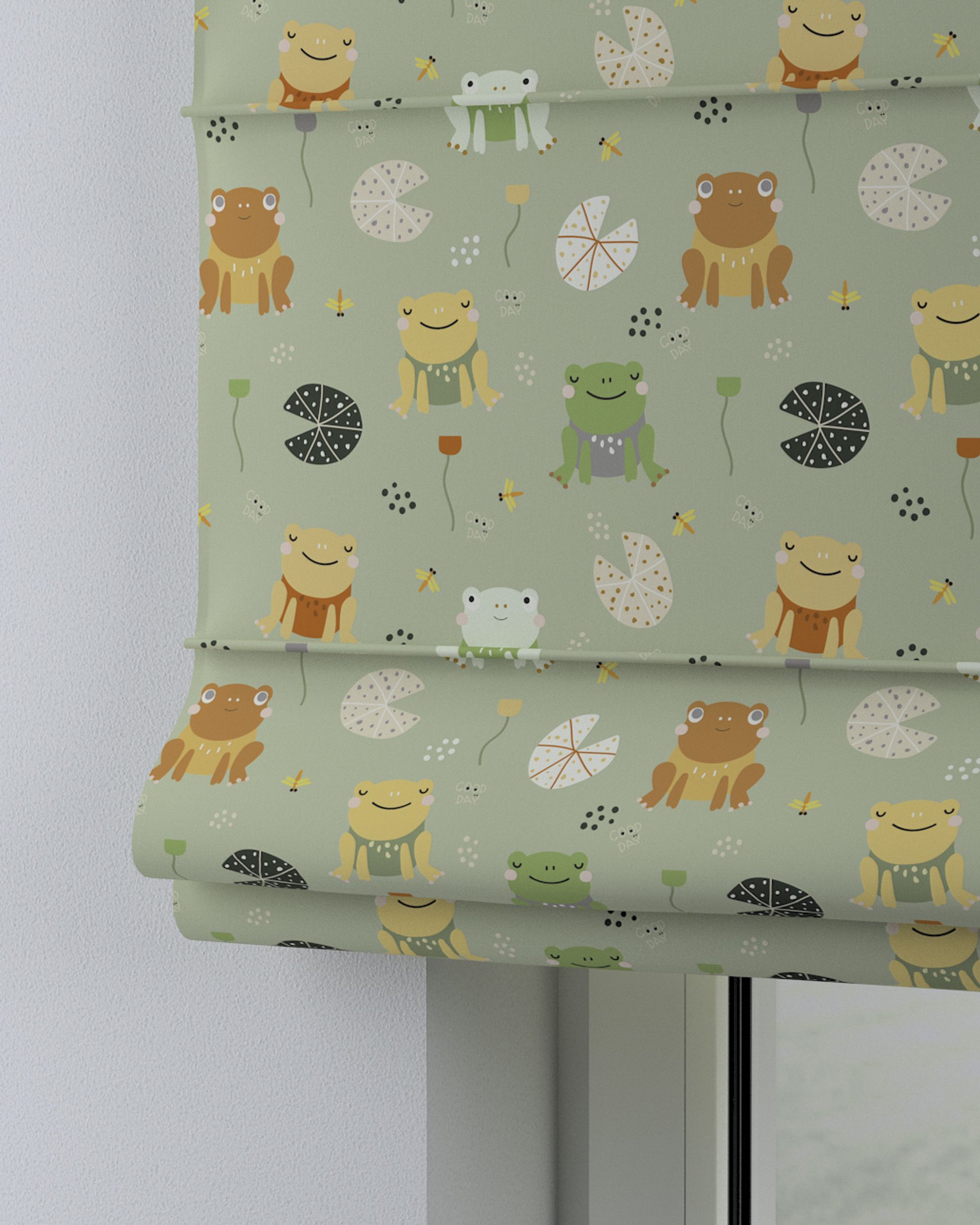 Vouwgordijn Capri kleur product groen stof met patroon (hover)