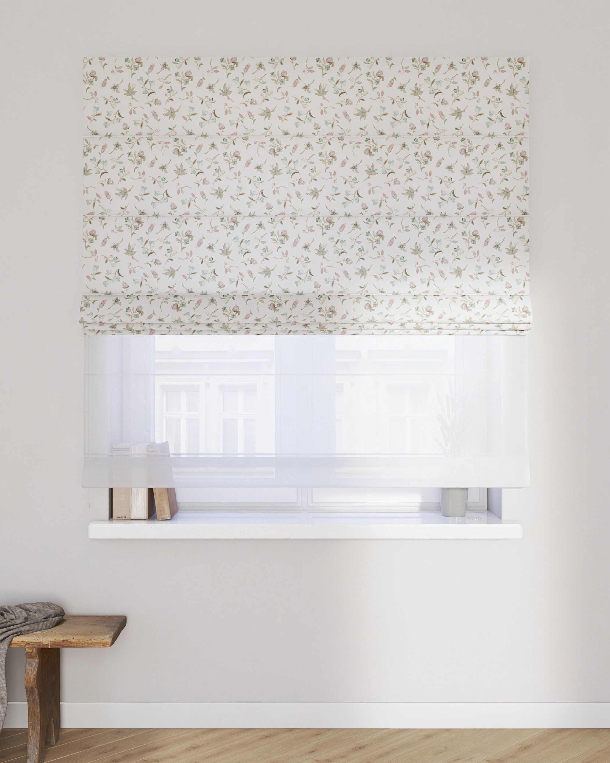 Vouwgordijn Duo kleur product meerkleurig stof met patroon (hover)