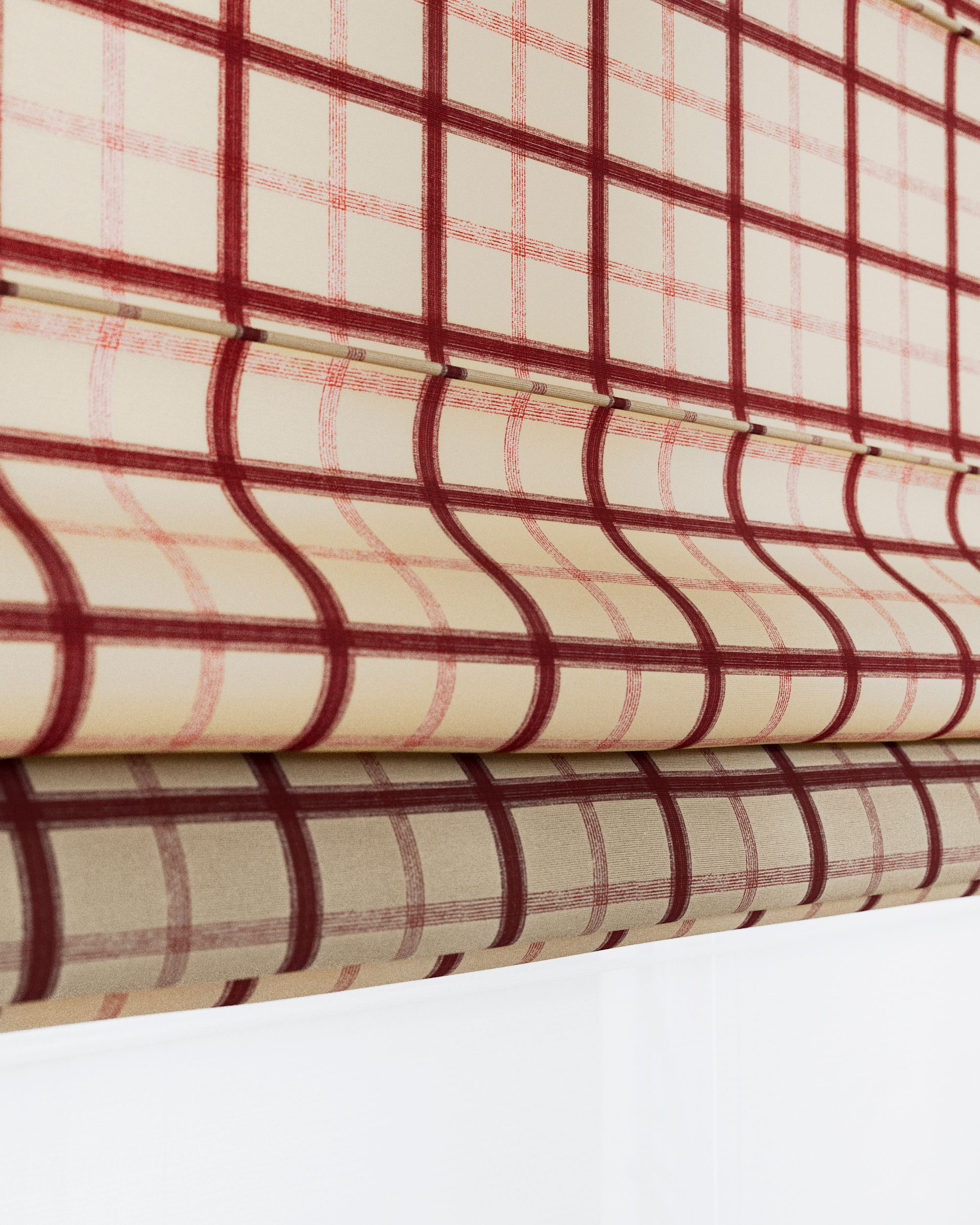 Vouwgordijn Duo kleur product rood stof met patroon (hover)
