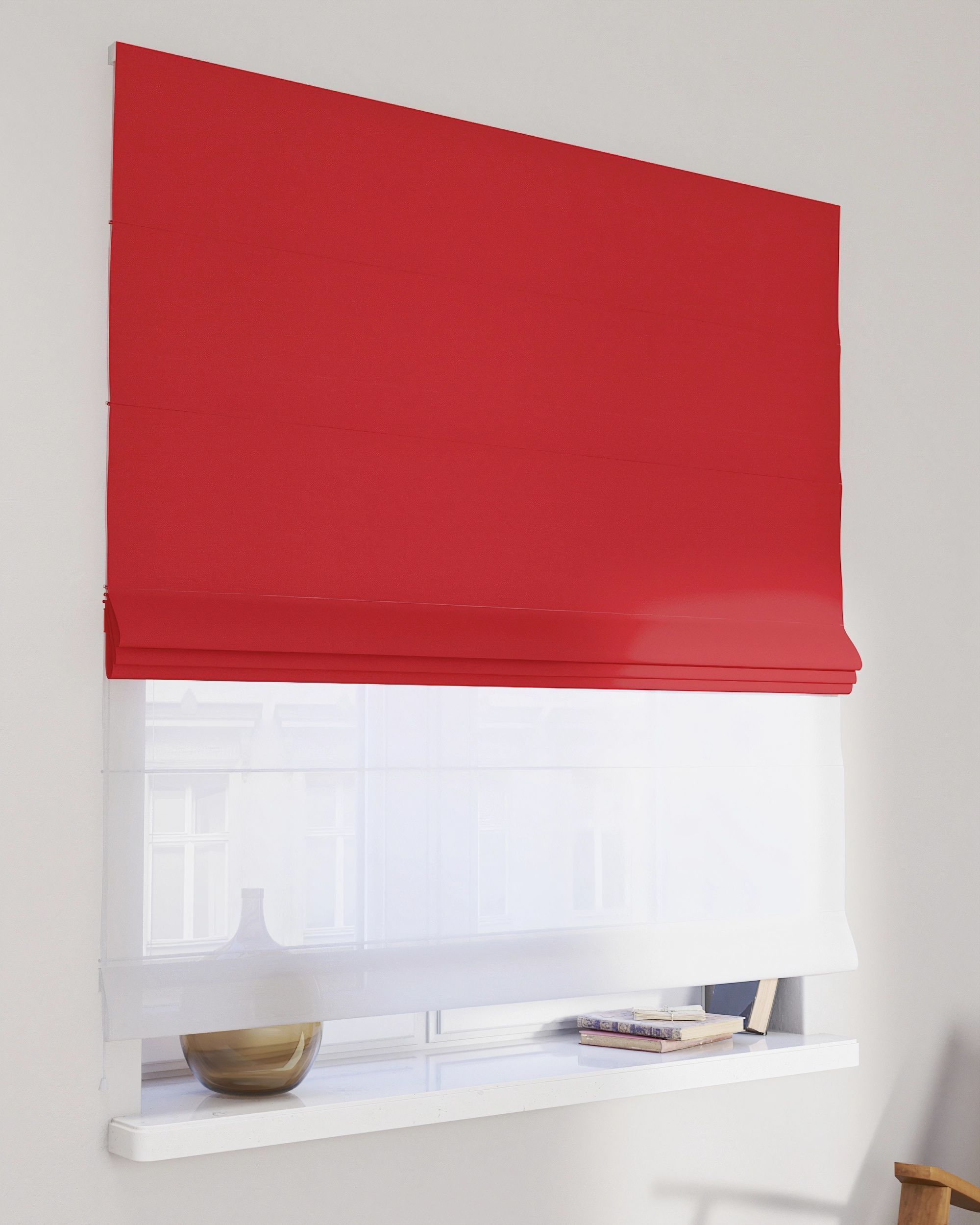 Vouwgordijn Duo kleur product rood