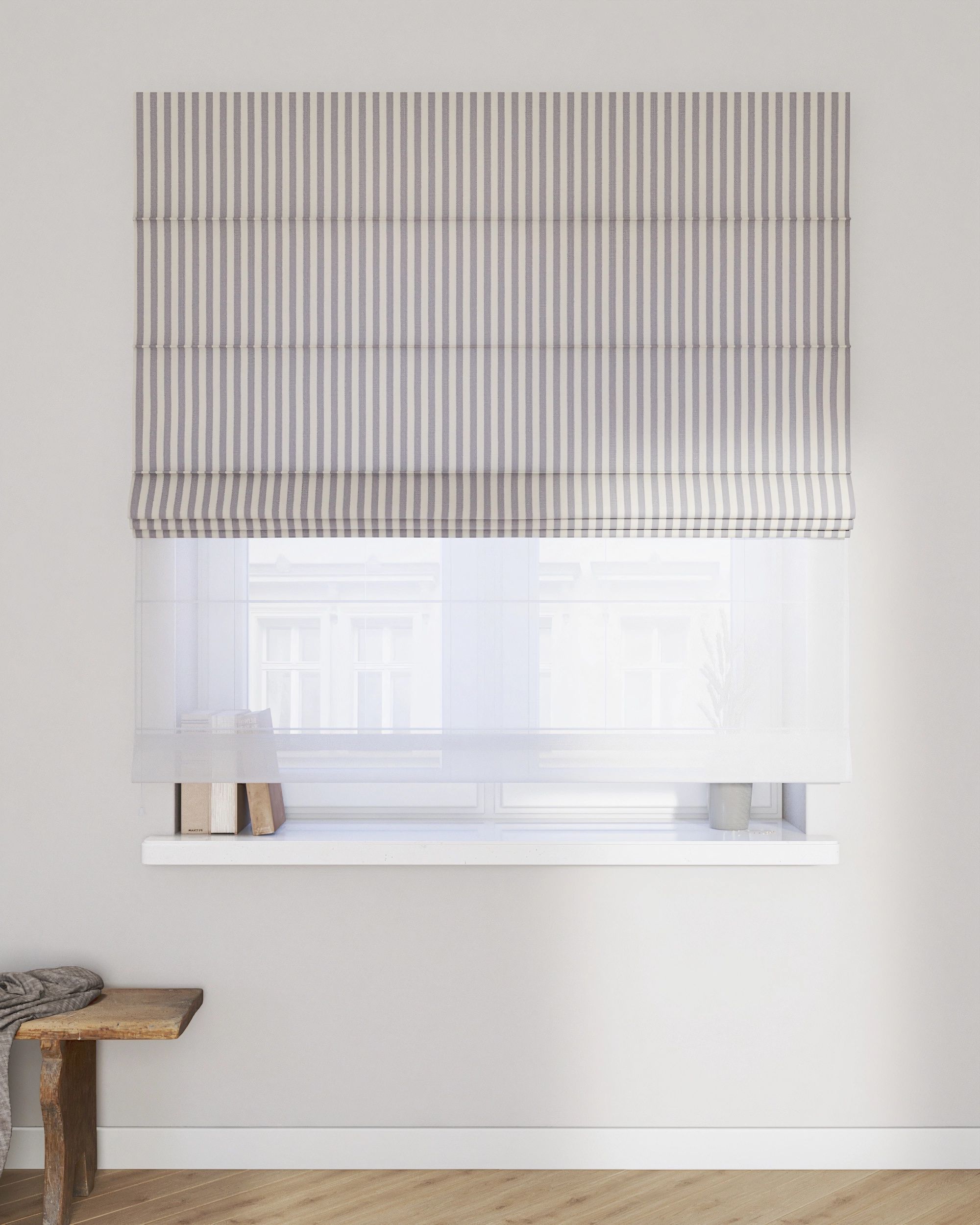 Vouwgordijn Duo kleur product donkerblauw stof met patroon (hover)