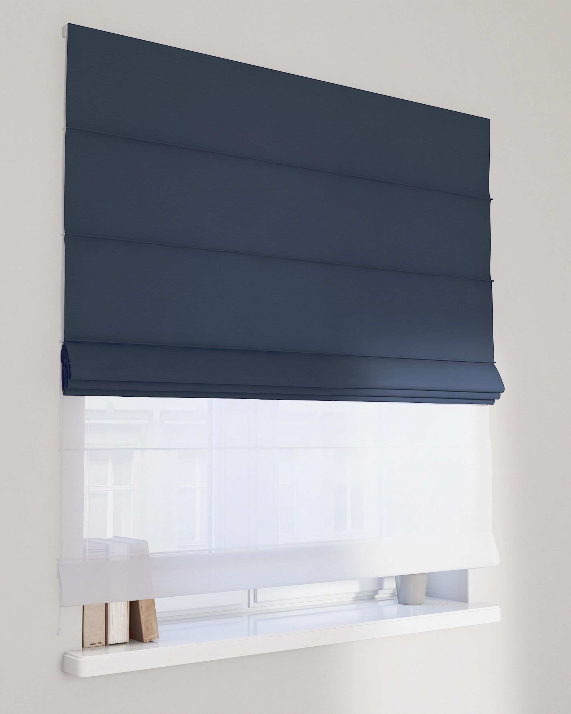 Vouwgordijn Duo kleur product donkerblauw