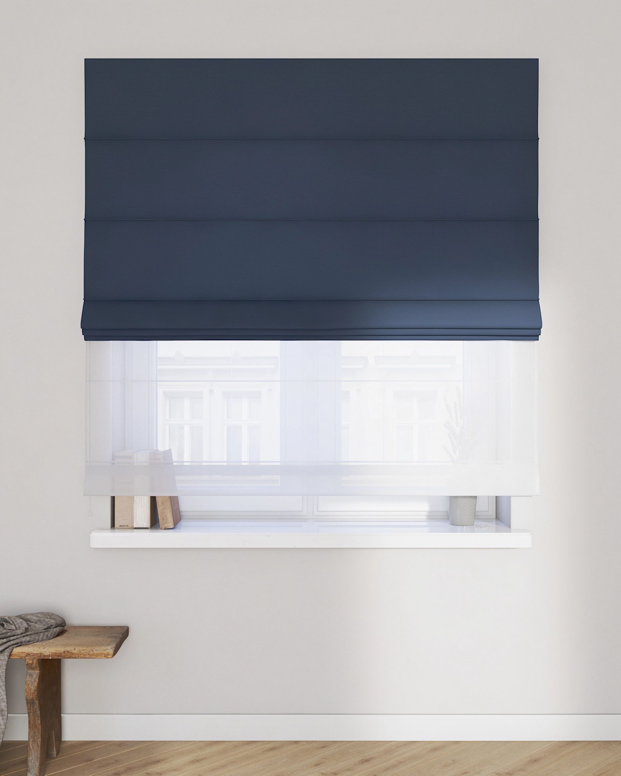 Vouwgordijn Duo kleur product donkerblauw (hover)