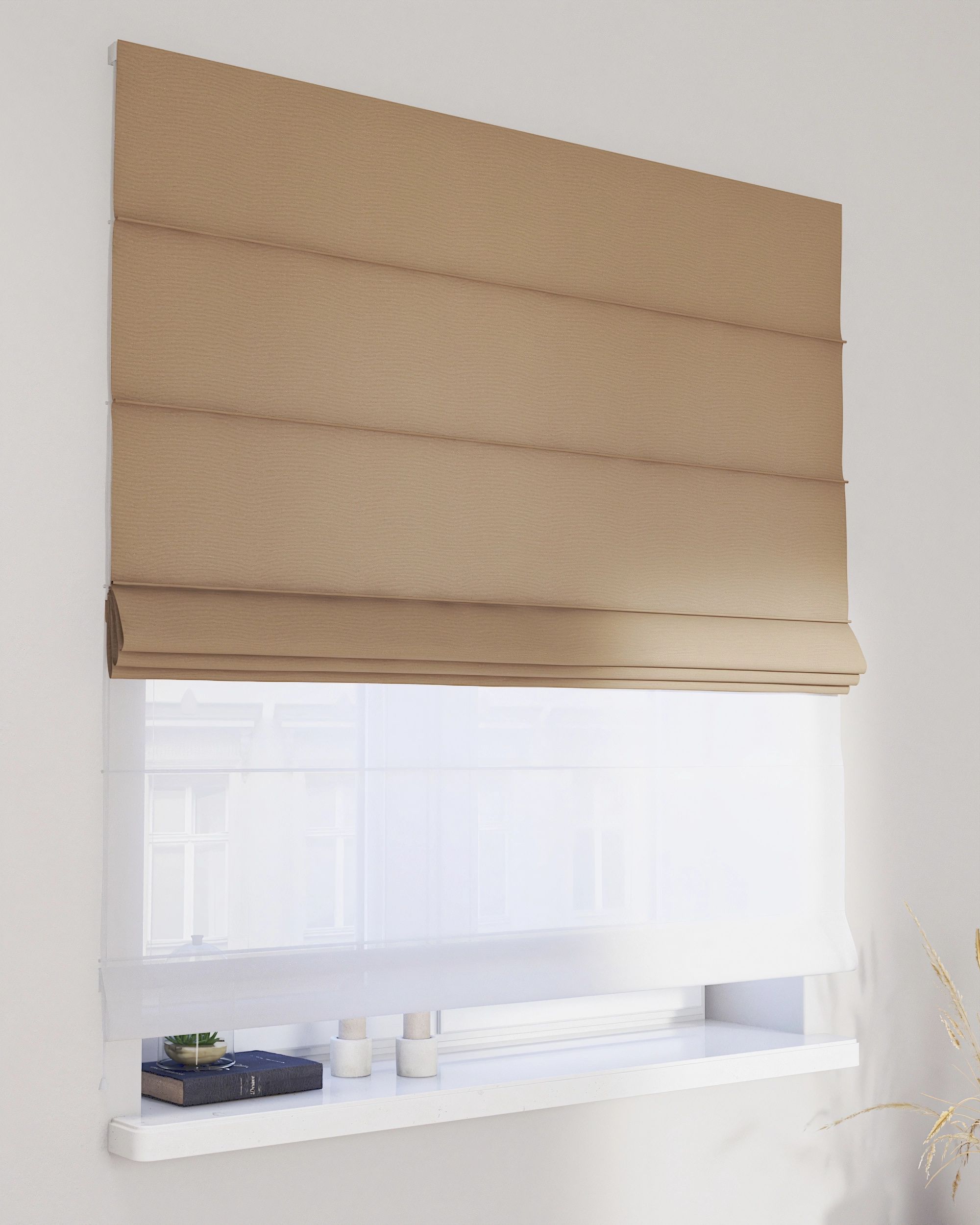 Vouwgordijn Duo kleur product beige