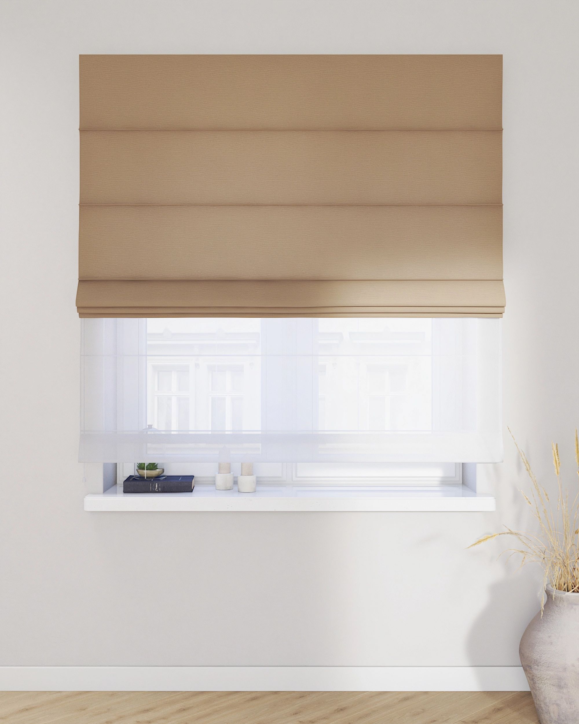Vouwgordijn Duo kleur product beige (hover)