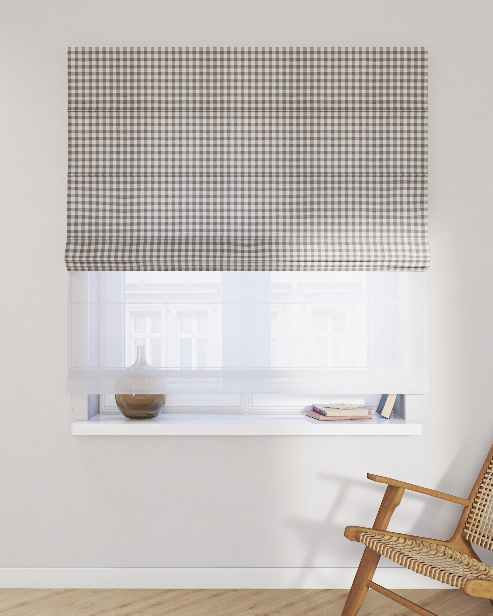 Vouwgordijn Duo kleur product grijs stof met patroon (hover)
