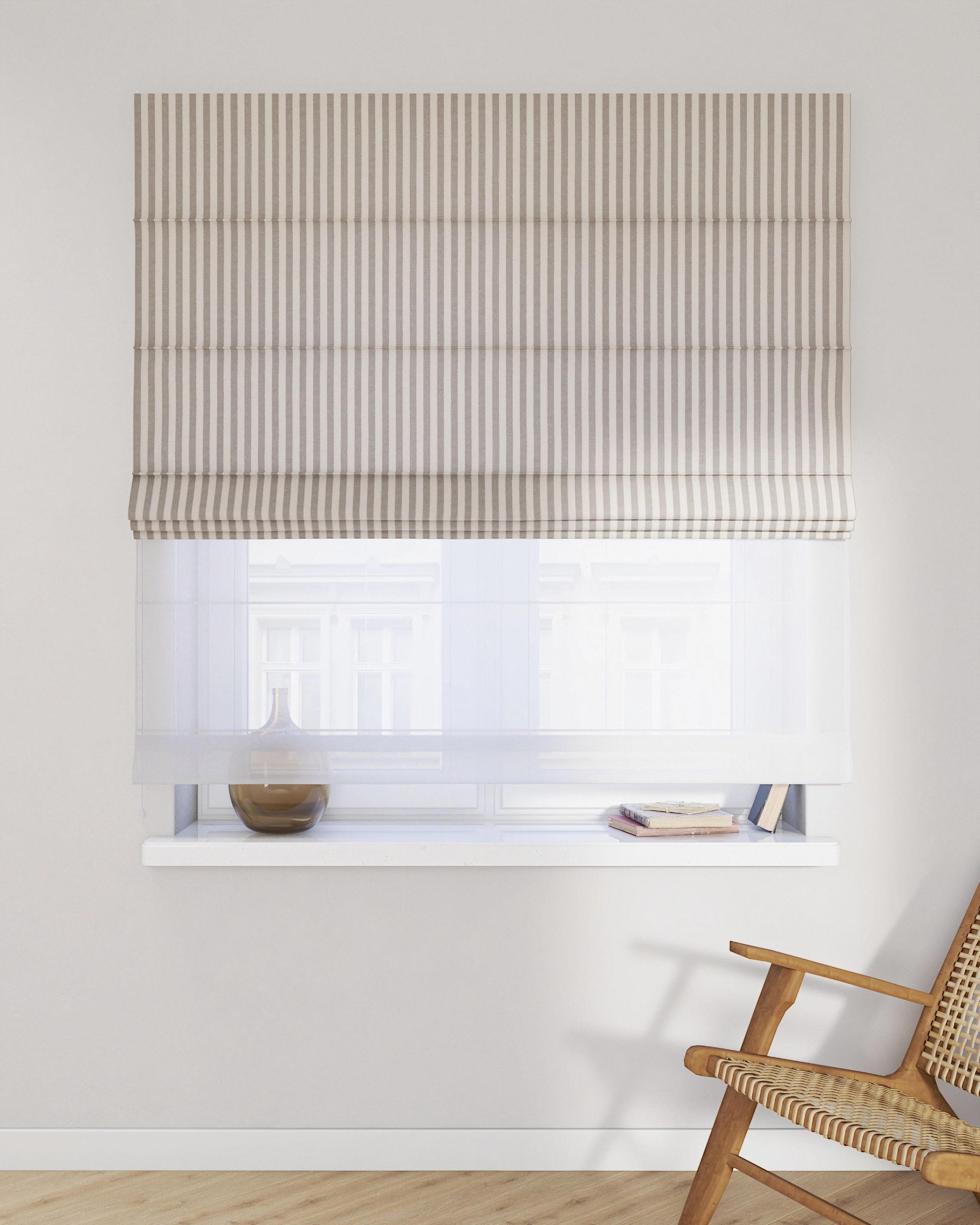 Vouwgordijn Duo kleur product grijs stof met patroon (hover)