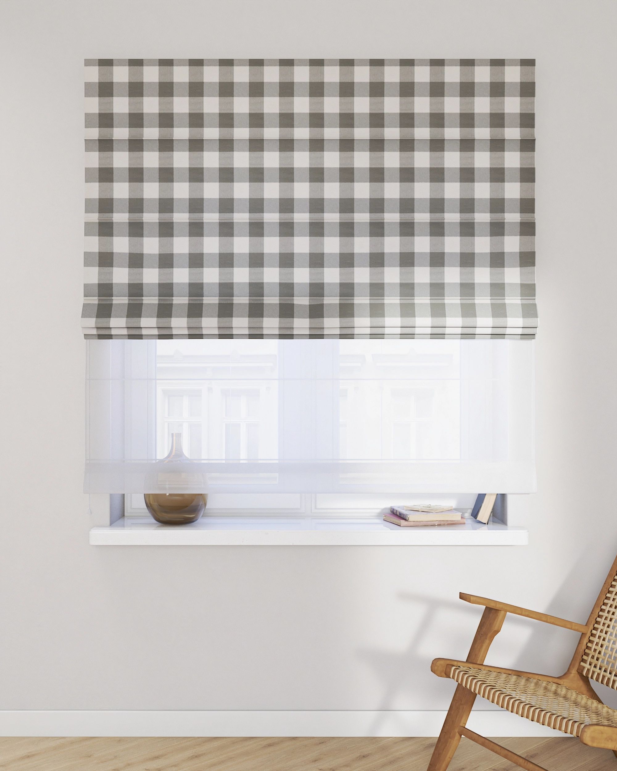Vouwgordijn Duo kleur product grijs stof met patroon (hover)