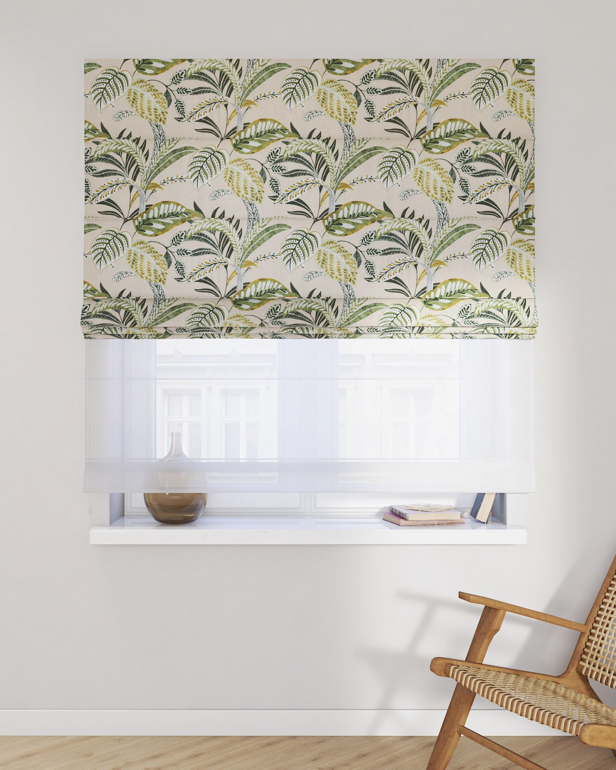 Vouwgordijn Duo kleur product groen stof met patroon (hover)