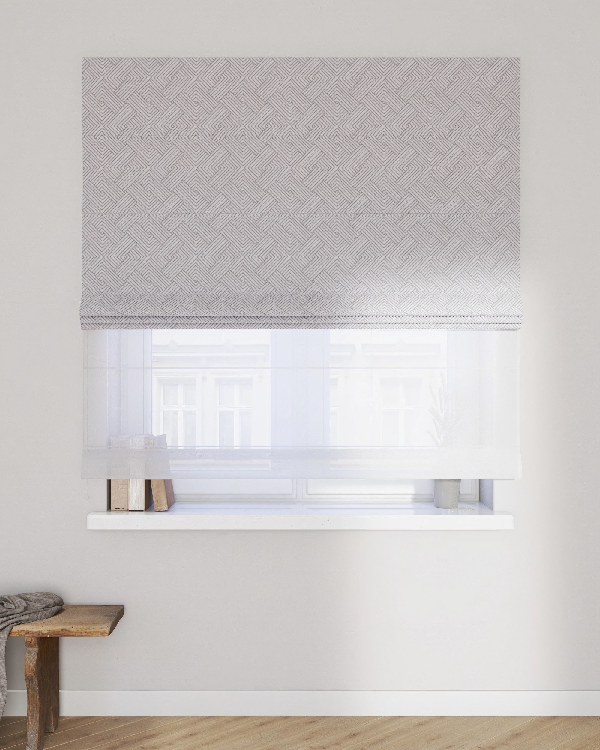 Vouwgordijn Duo kleur product zilver stof met structuur, met patroon (hover)