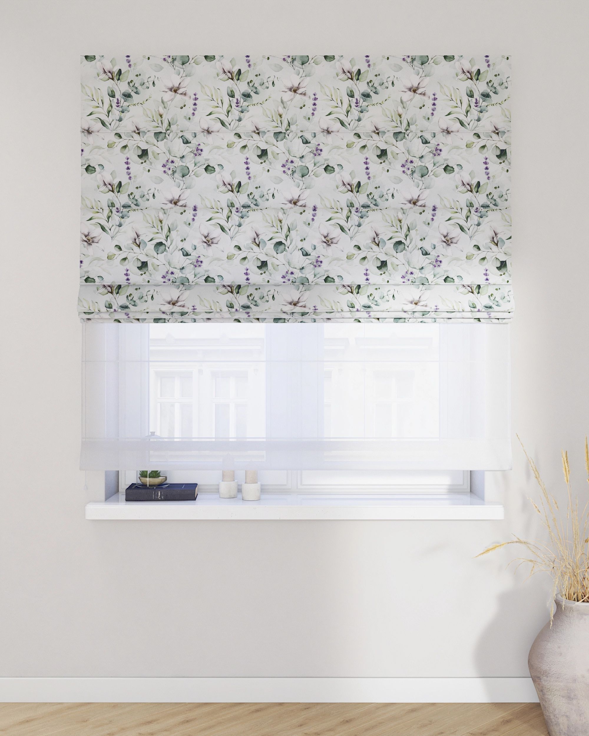 Vouwgordijn Duo kleur product groen stof met patroon (hover)