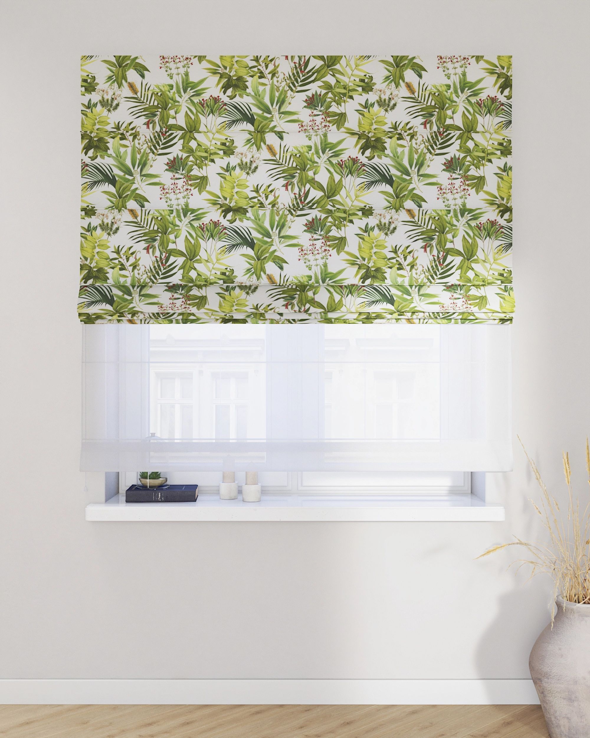 Vouwgordijn Duo kleur product groen stof met patroon (hover)
