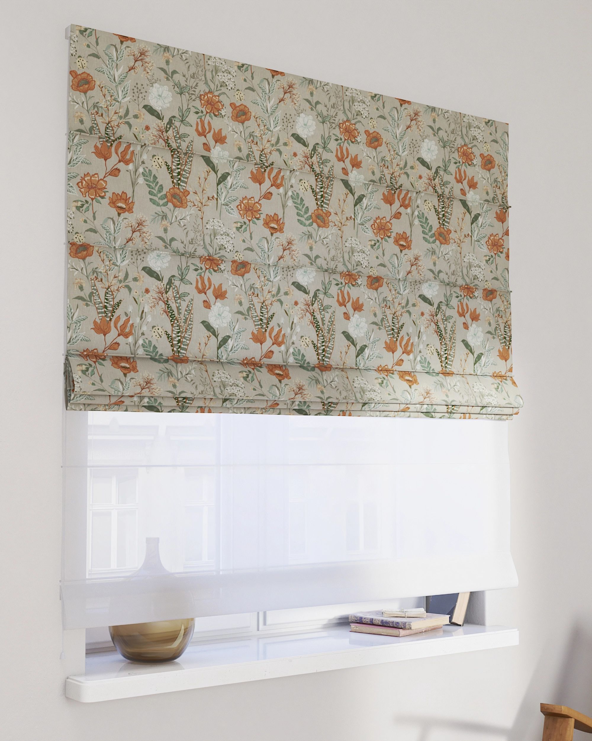 Vouwgordijn Duo kleur product meerkleurig stof met patroon