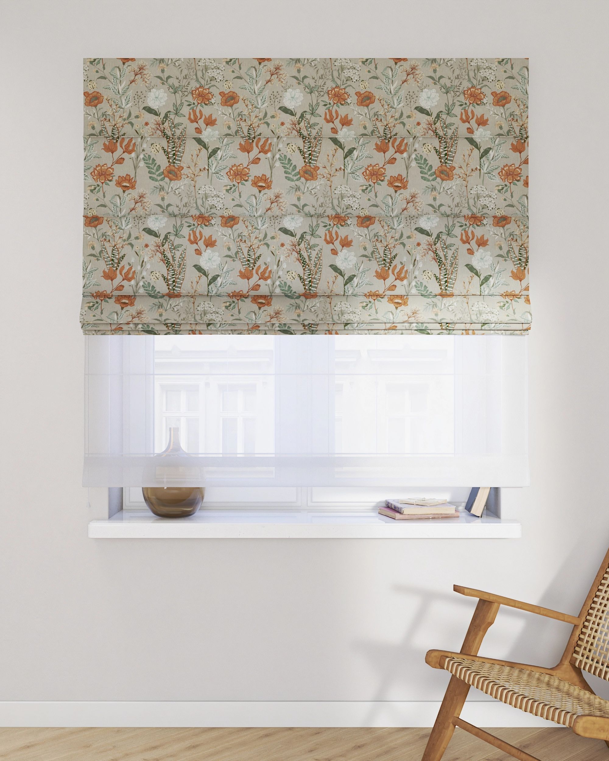 Vouwgordijn Duo kleur product meerkleurig stof met patroon (hover)