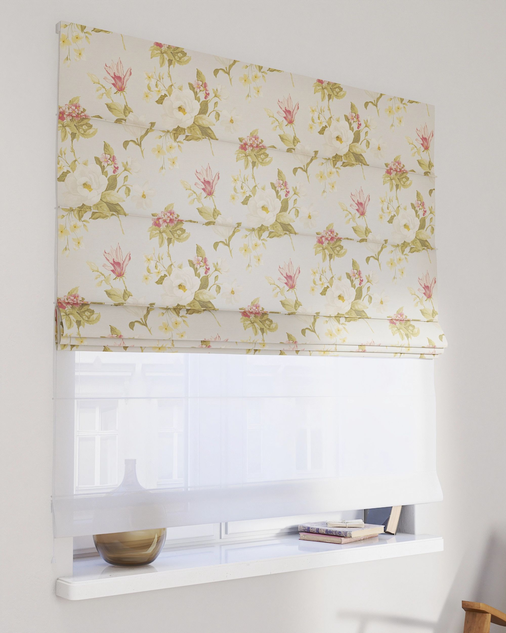 Vouwgordijn Duo kleur product meerkleurig stof met patroon
