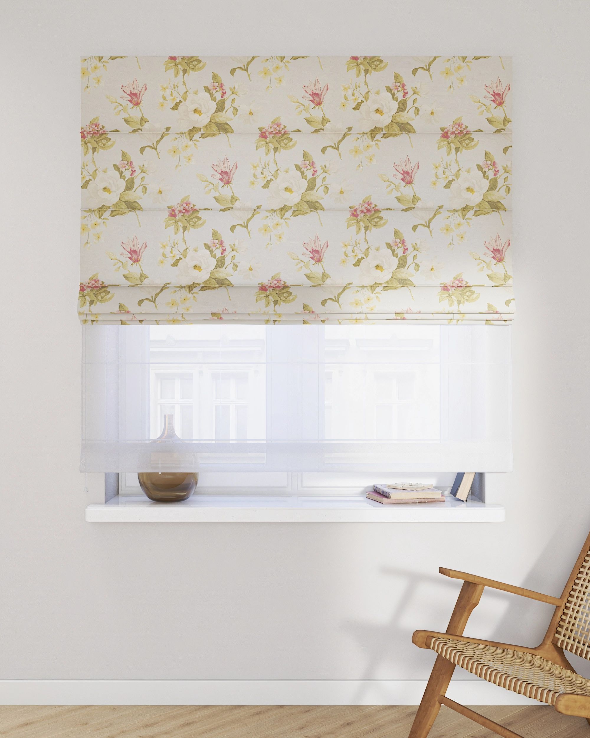 Vouwgordijn Duo kleur product meerkleurig stof met patroon (hover)