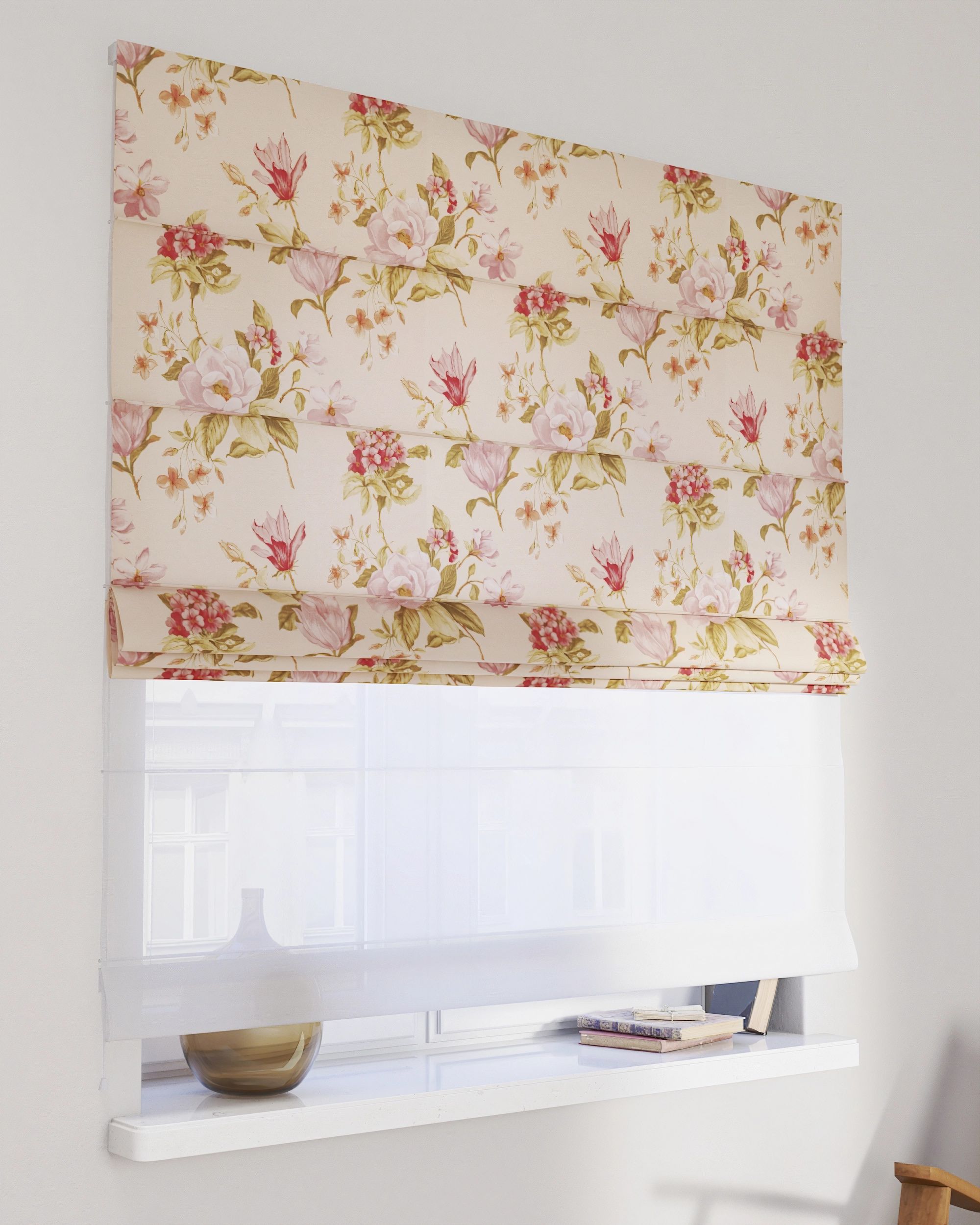 Vouwgordijn Duo kleur product meerkleurig stof met patroon