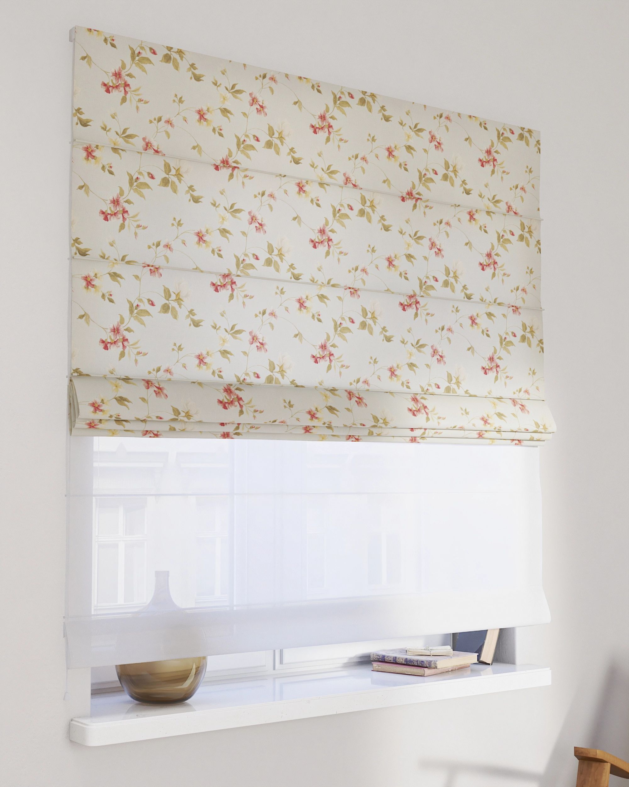 Vouwgordijn Duo kleur product meerkleurig stof met patroon