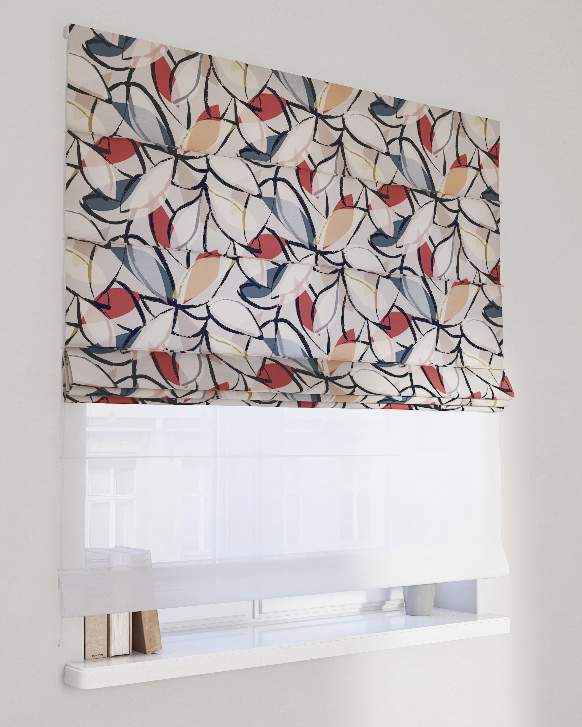 Vouwgordijn Duo kleur product meerkleurig stof met patroon
