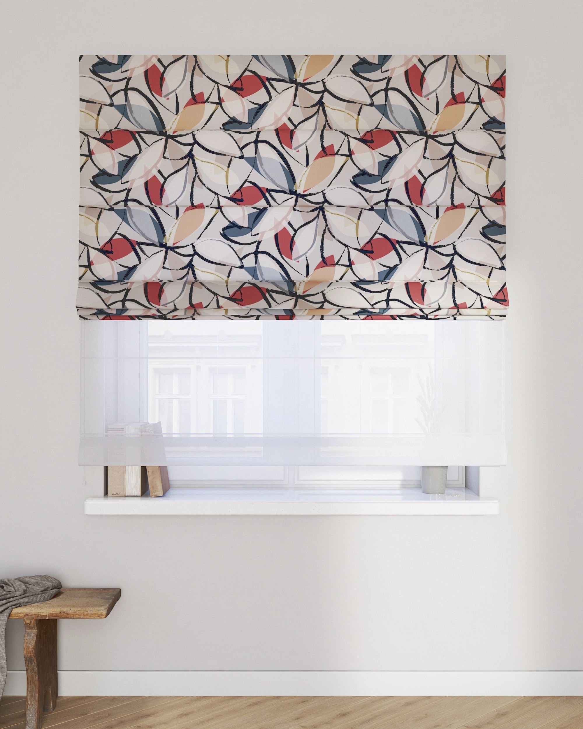 Vouwgordijn Duo kleur product meerkleurig stof met patroon (hover)