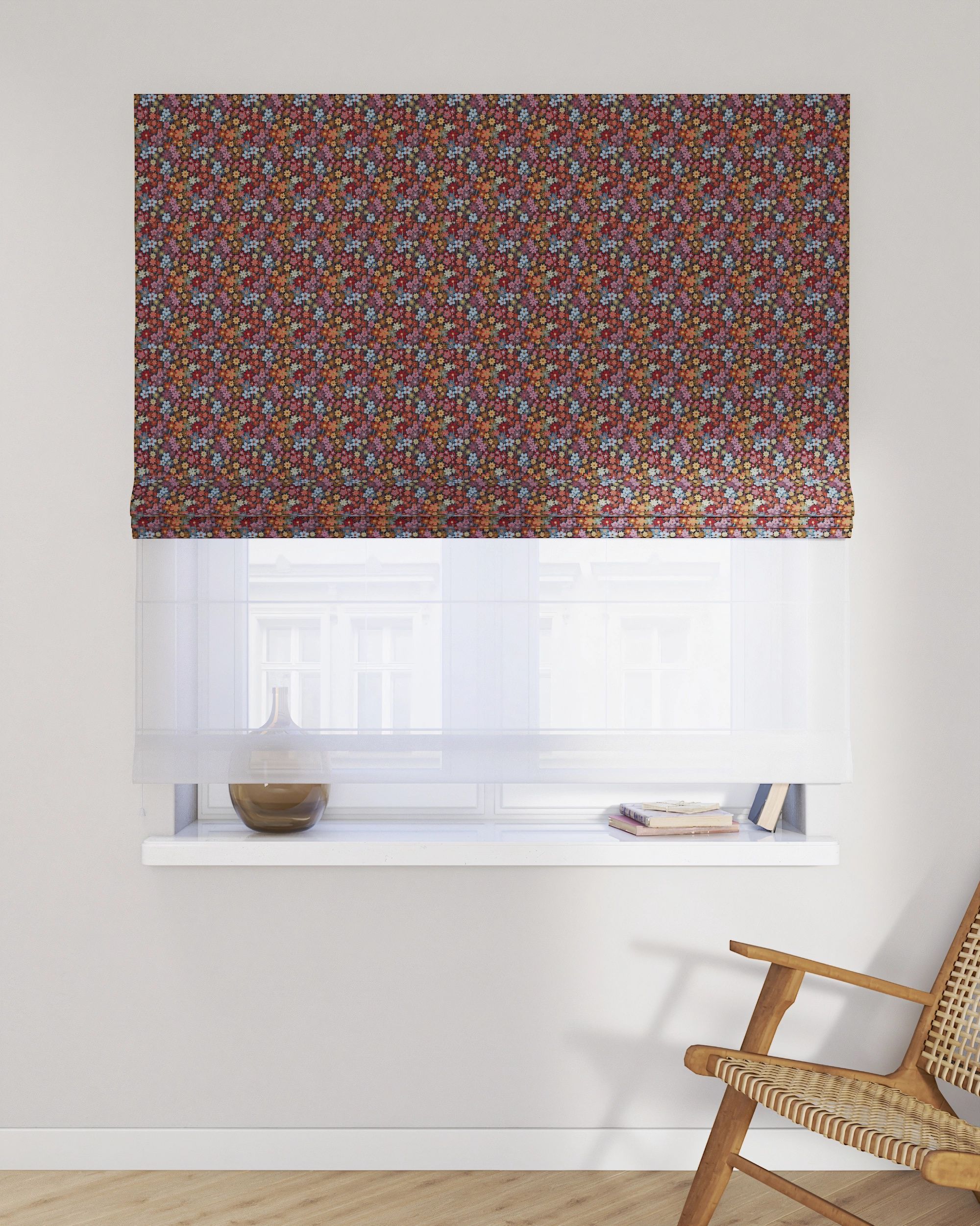 Vouwgordijn Duo kleur product meerkleurig stof met structuur, met patroon (hover)
