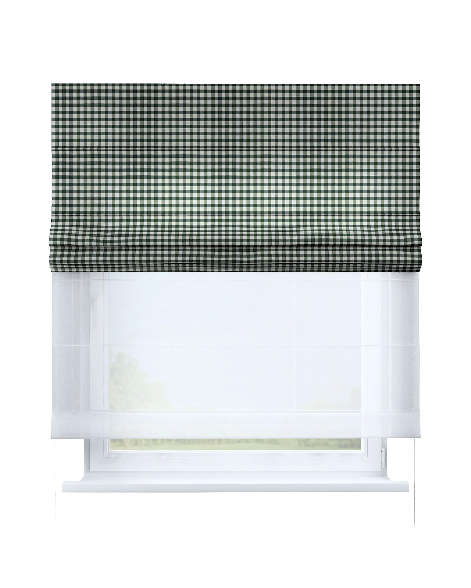Vouwgordijn Duo kleur product groen stof met patroon