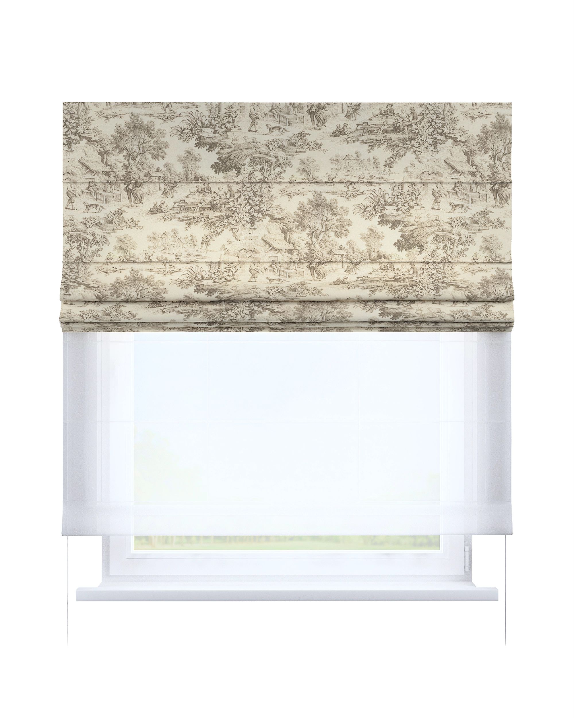 Vouwgordijn Duo kleur product bruin stof met patroon