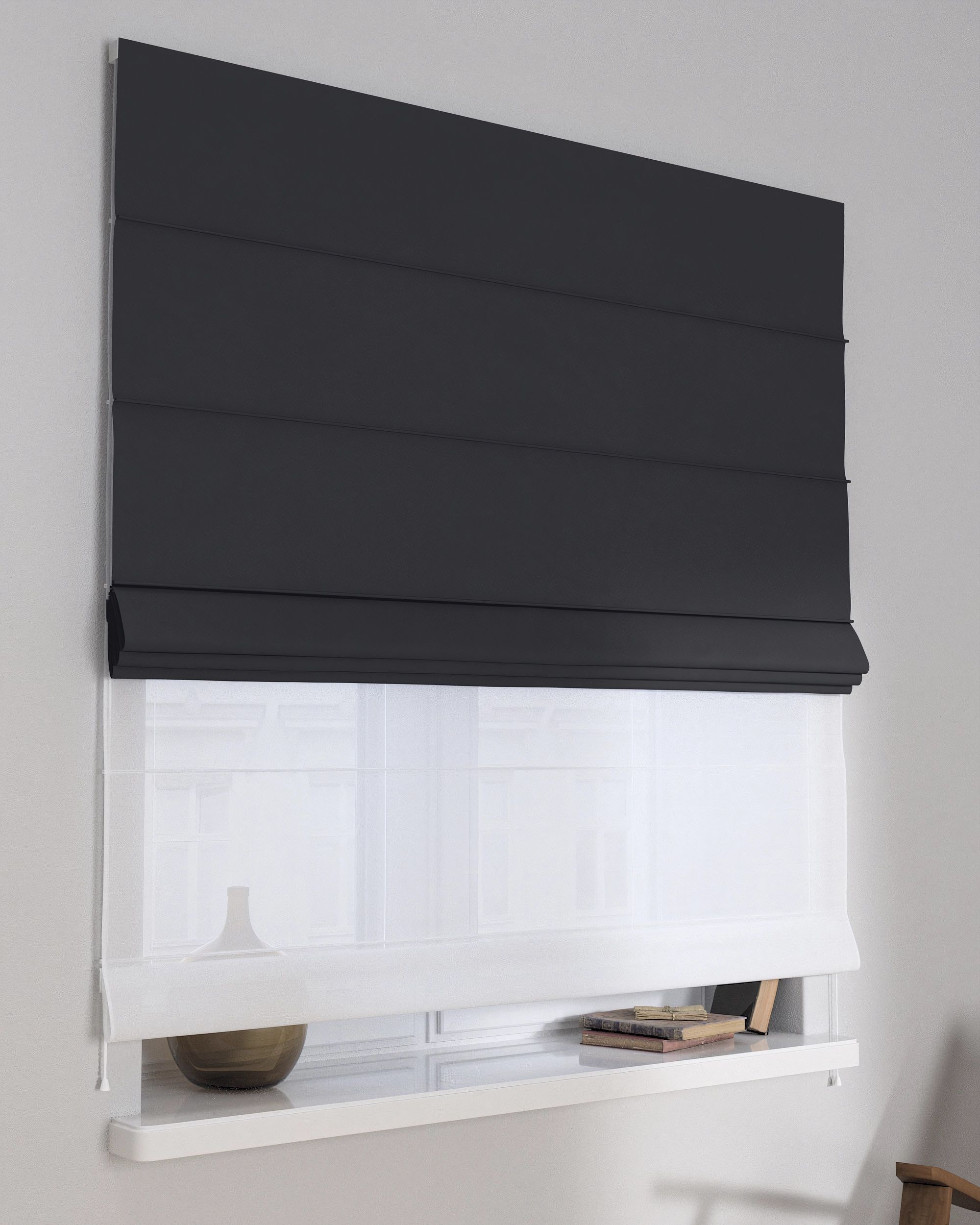 Vouwgordijn Duo kleur product zwart