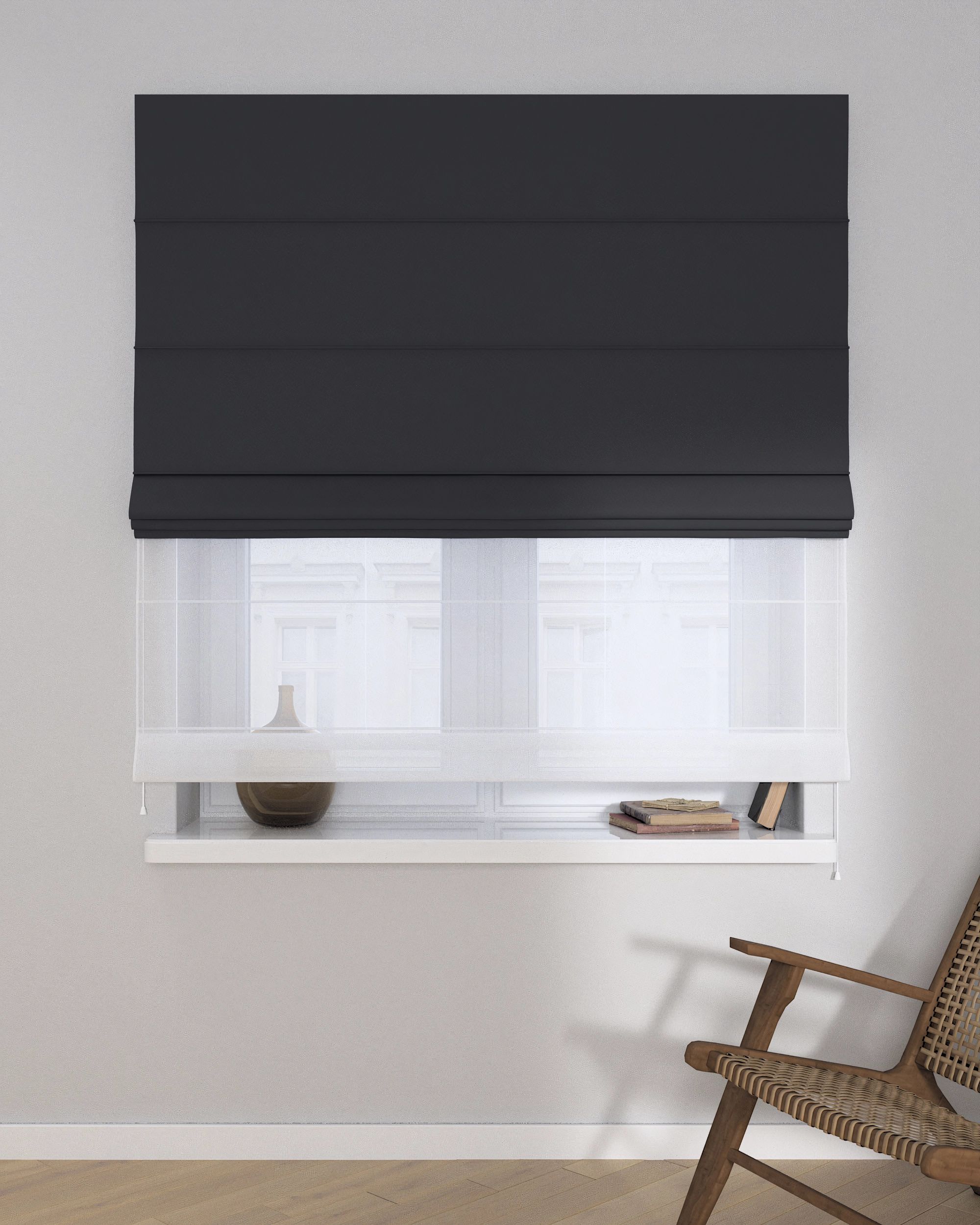 Vouwgordijn Duo kleur product zwart (hover)