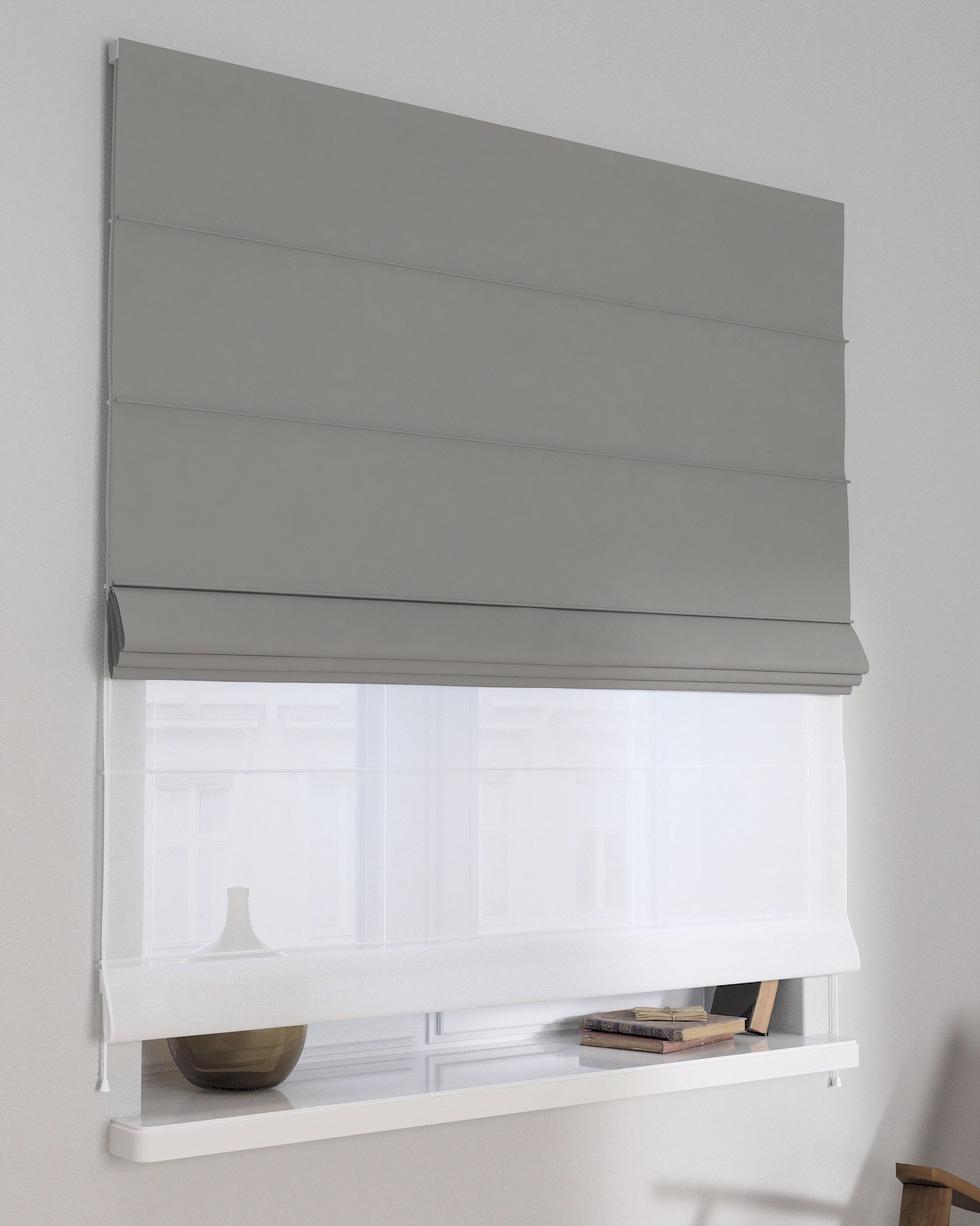 Vouwgordijn Duo kleur product grijs