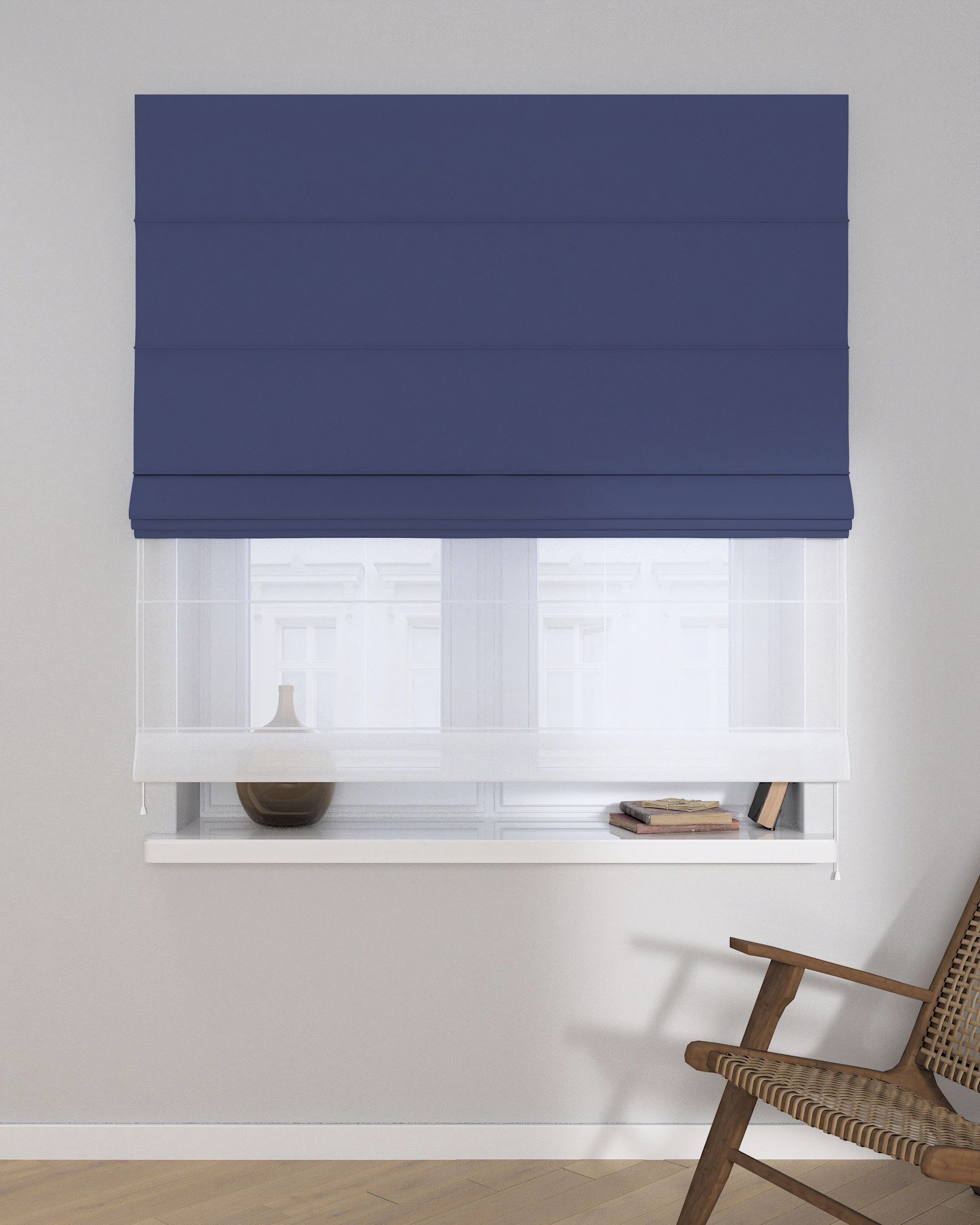 Vouwgordijn Duo kleur product donkerblauw (hover)