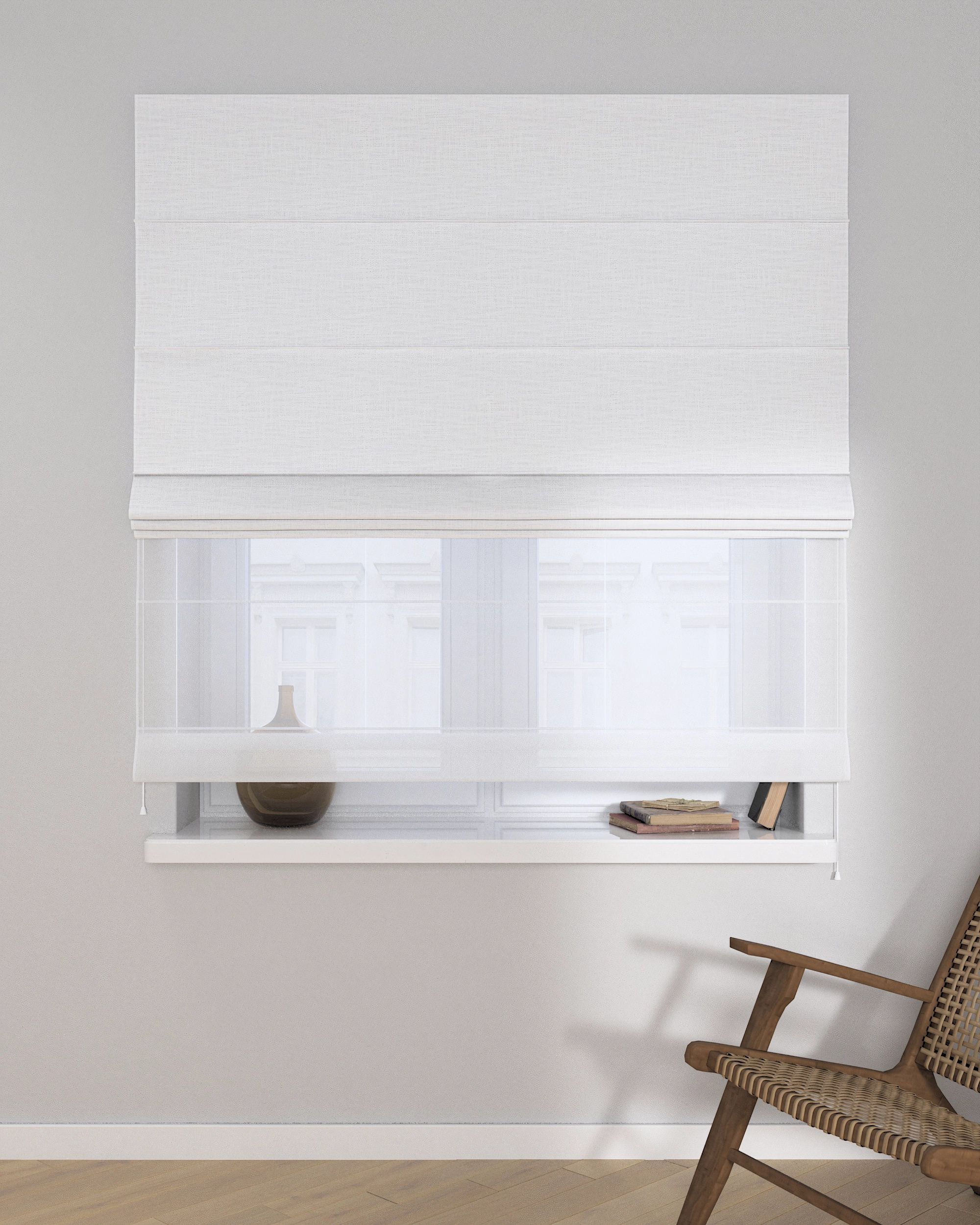 Vouwgordijn Duo kleur product wit stof met structuur (hover)